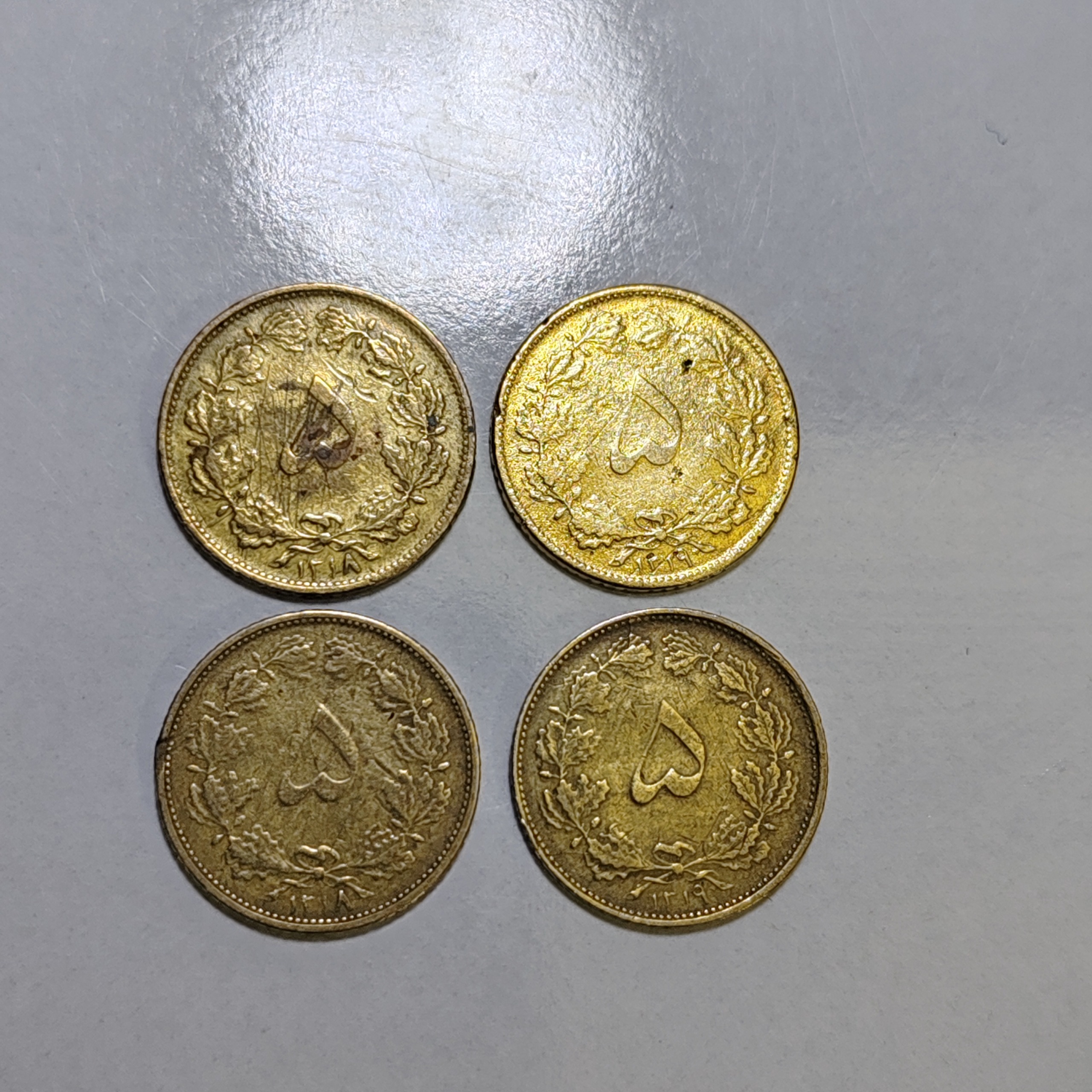 4عدد سکه 5دیناری سال نایاب 1318و1319 رضاشاه