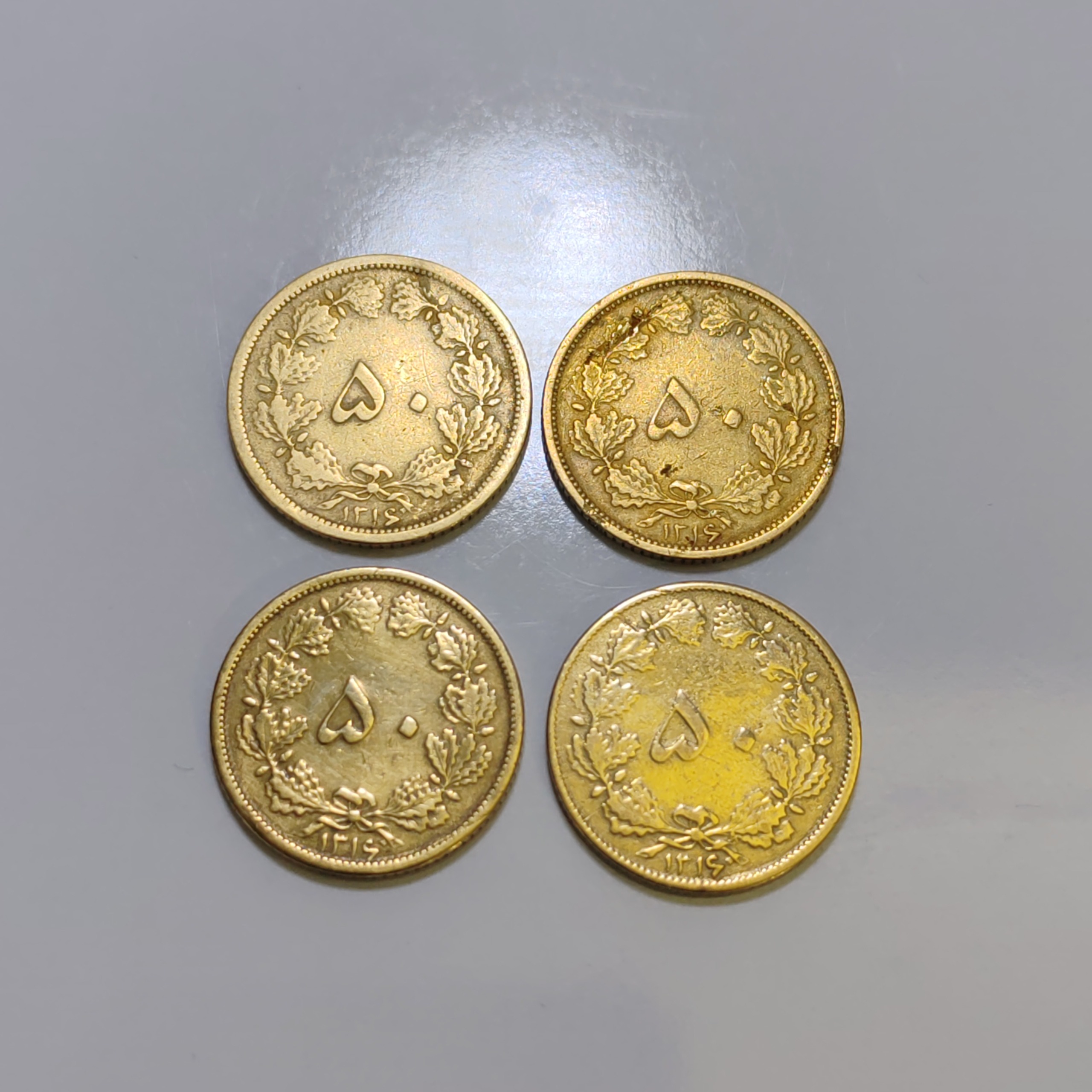 4عددسکه 50دیناری سال نایاب1316 رضاشاه درحدبانکی