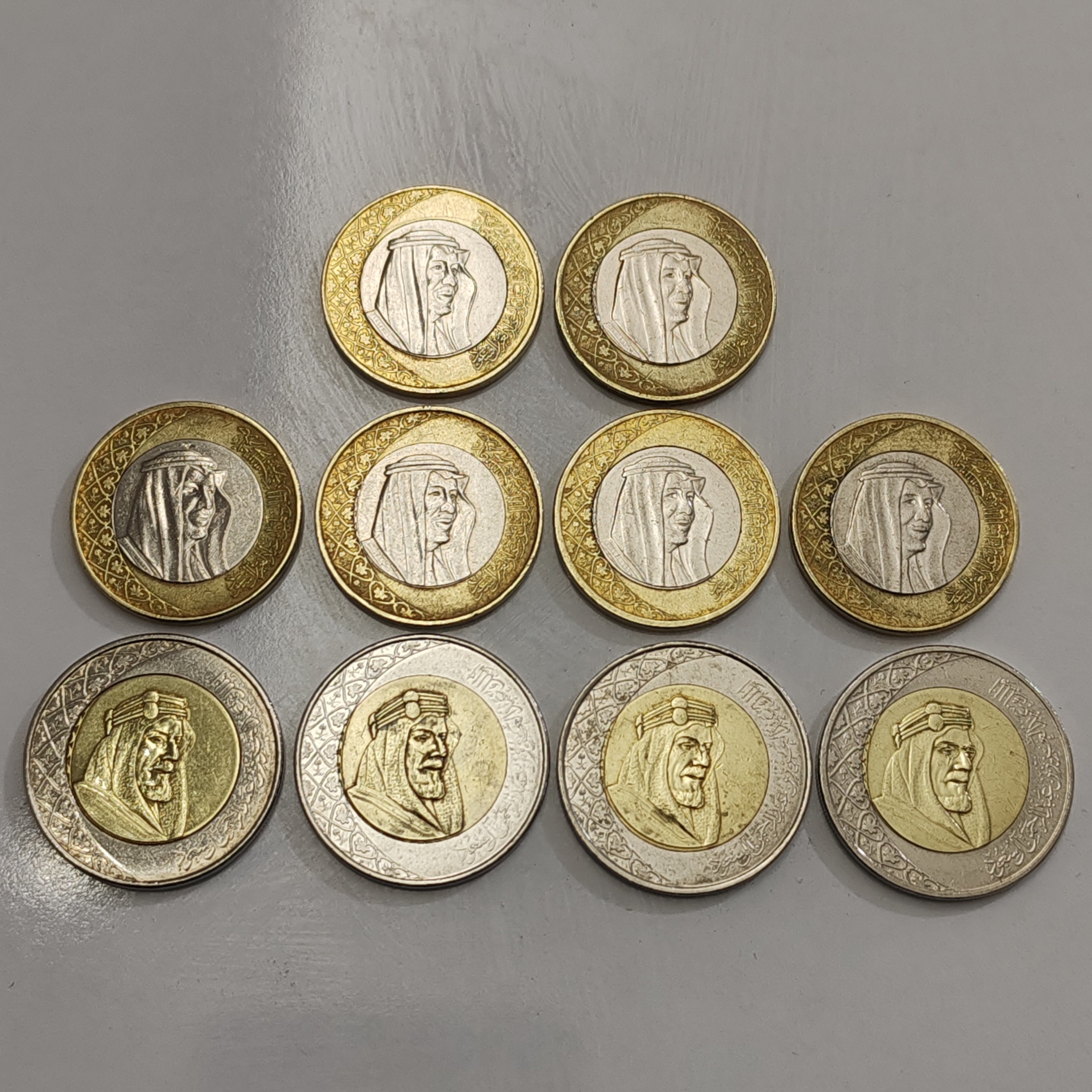 10 عددسکه 1ریالی 2ریالی14ریال رایج عربستان ارزشمند