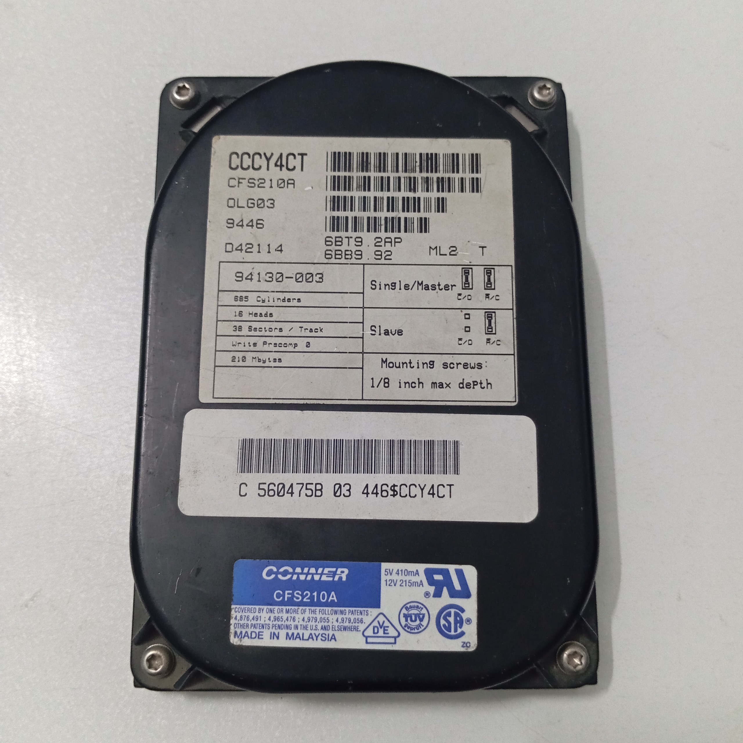 هارد 210MB conner برای دستگاهای صنعتی