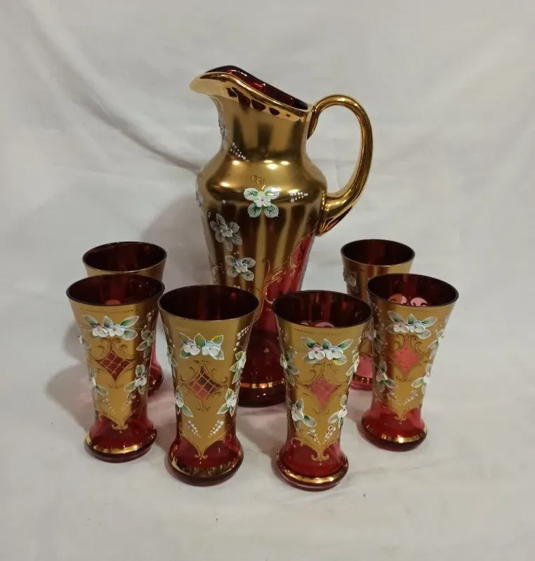 پارچ ولیوان گل خامه چک