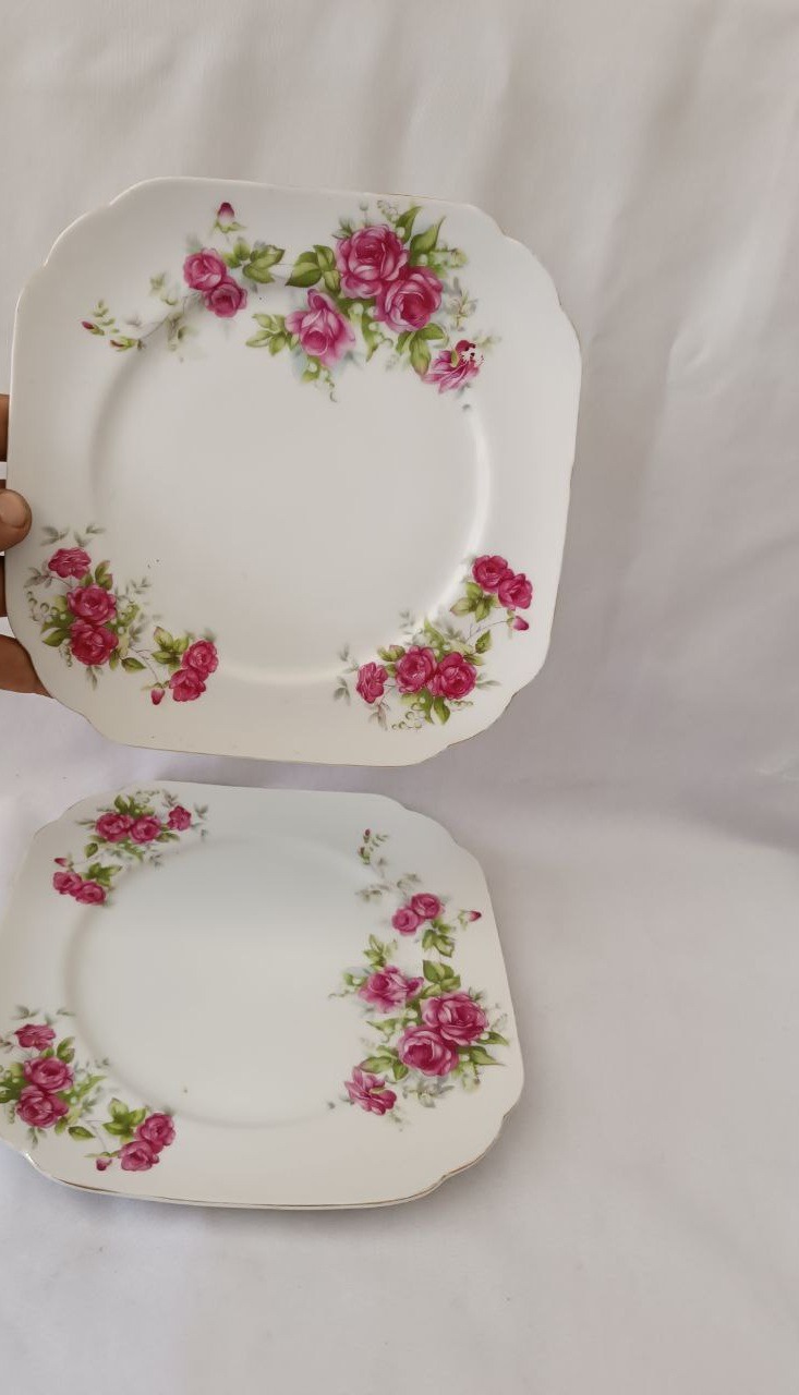  جفت بشقاب گلسرخی مسعود