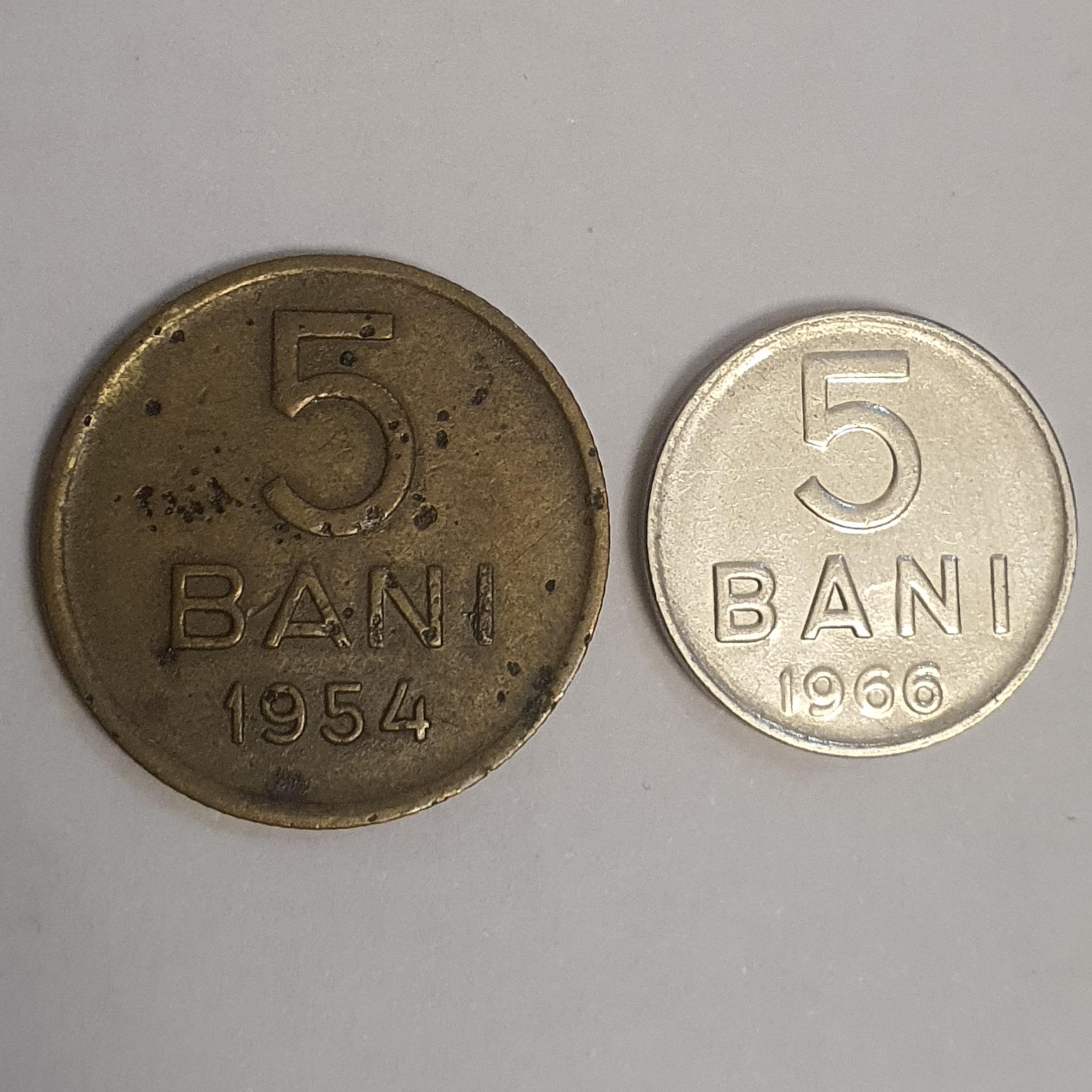 سکه های 5 بان رومانی 1954 و 1966