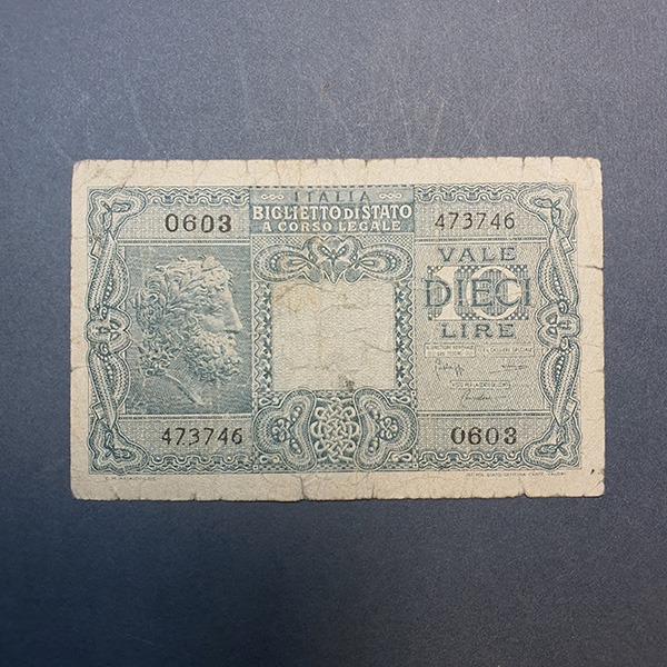 یک عدد اسکناس 10 لیر ایتالیا سال 1944
