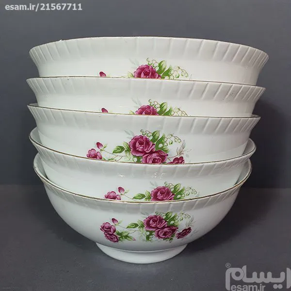 5 عدد کاسه آبگوشت خوری گلسرخی مرجان ، نایاب قدیمی