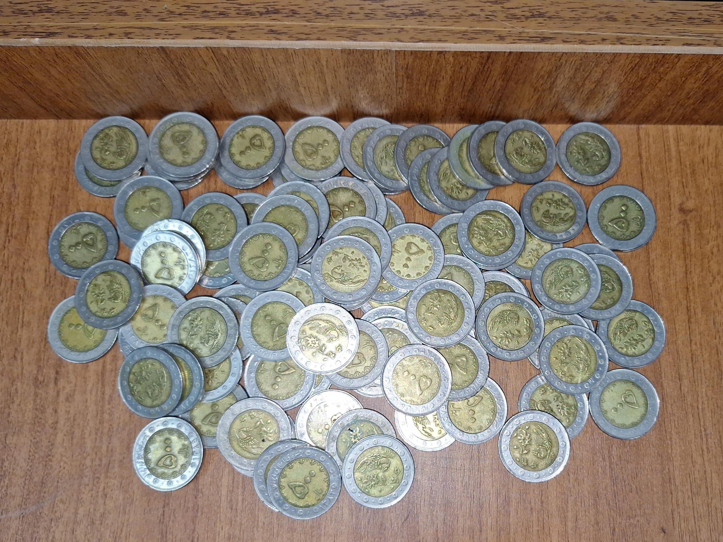 100 عدد سکه 2 فلز بایمتال 500ریالی کمیاب جنس برنز