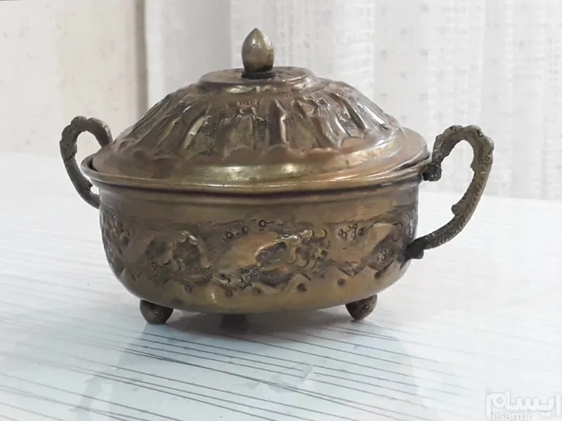 قندان برنجی آنتیک پایدارودستدار دستساز/ قاجاریه