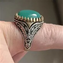 انگشتر نقره سبز عقیق