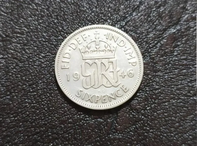 سکه زیبای 6 پنس کمیاب 1946