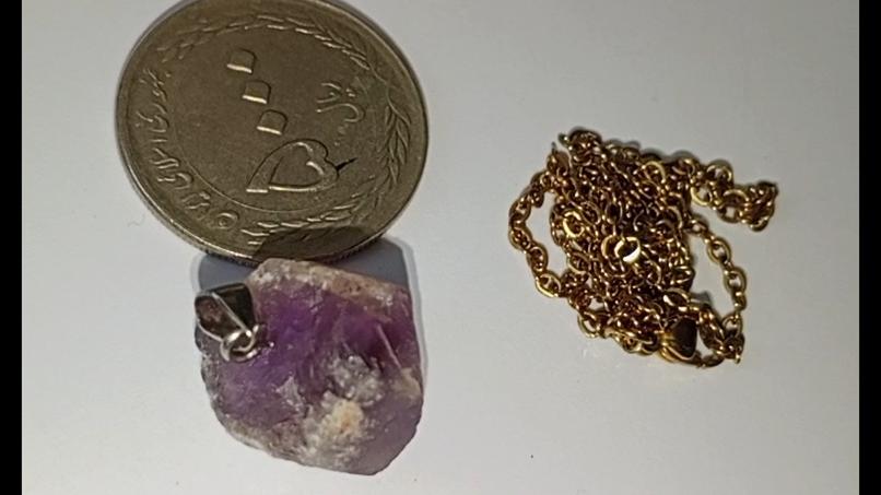 گردنبند آمیتیست طبیعی همراه با زنجیر