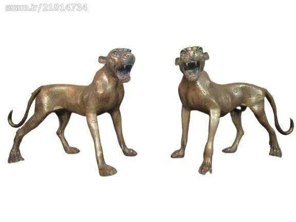 جفت یوزپلنگ برنزی آنتیک غول پیکر