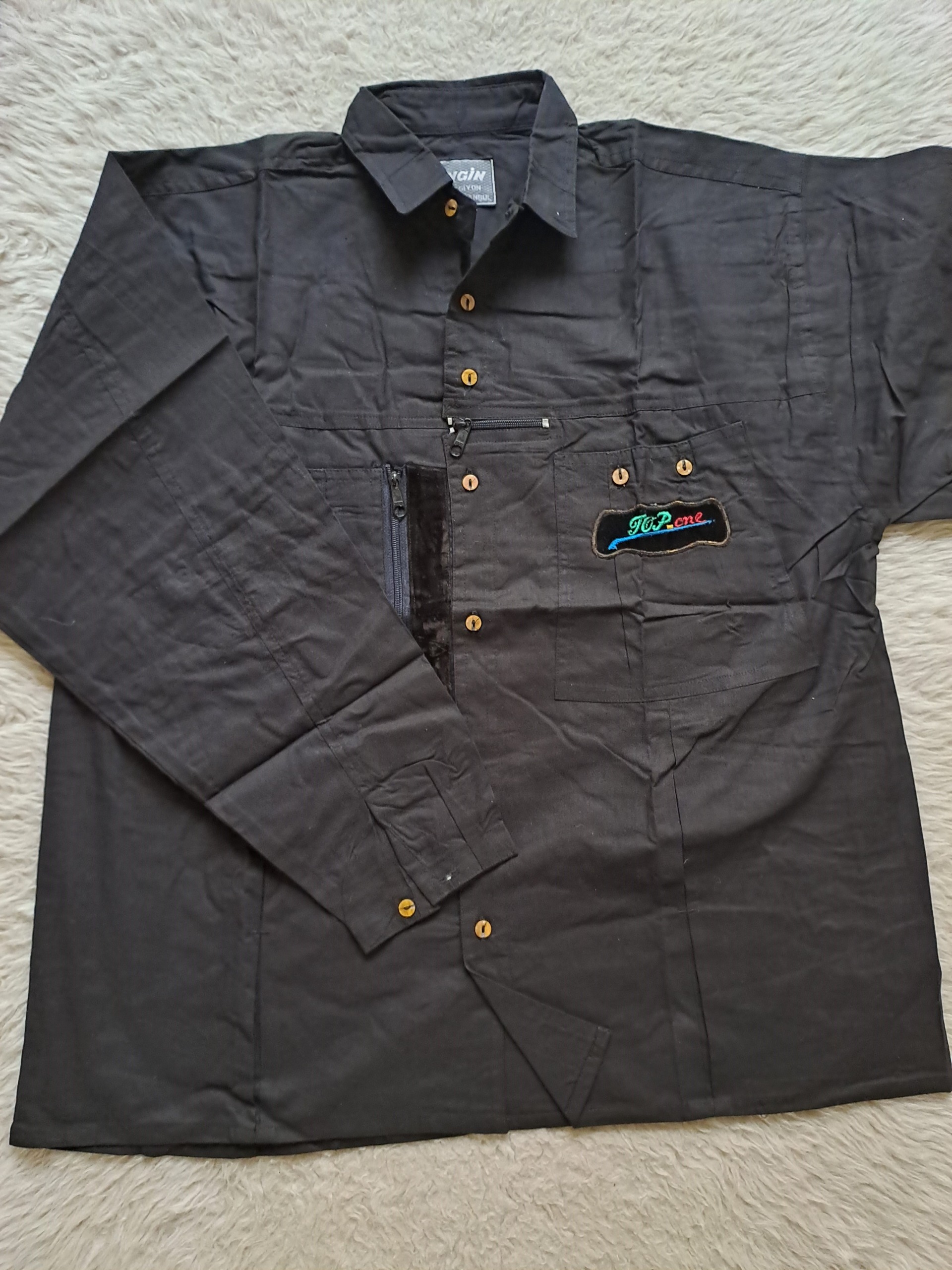 پیراهن مردانه کتان ، 2 جیب(طوسی،مشکی)