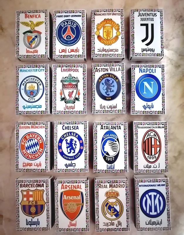 کبریت 16 عددی لوگو و پیراهن باشگاه های اروپا