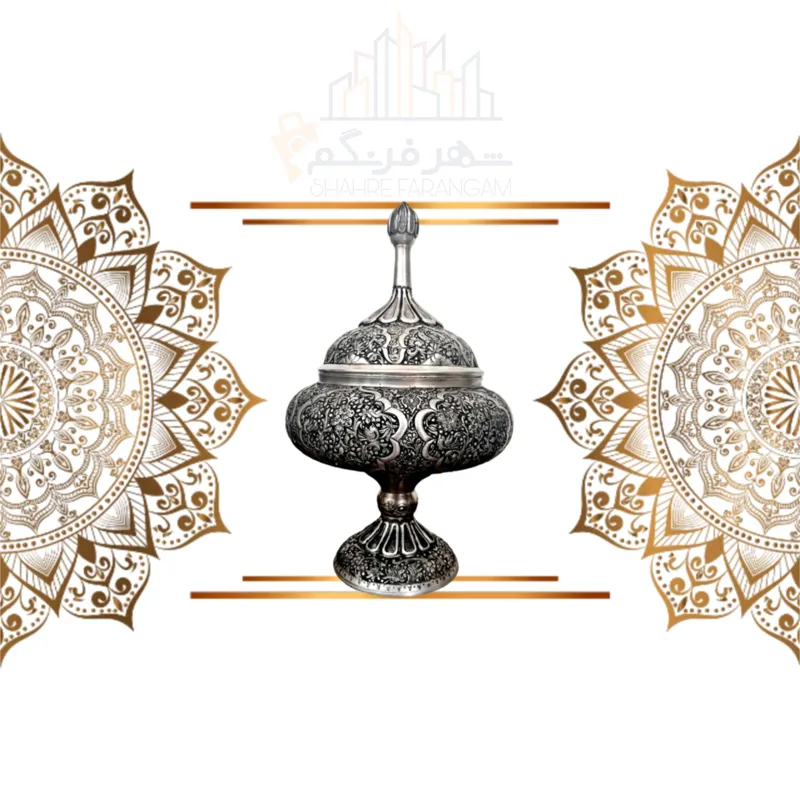 گز خوری قلمزنی طرح گل و مرغ(سیاه قلم)