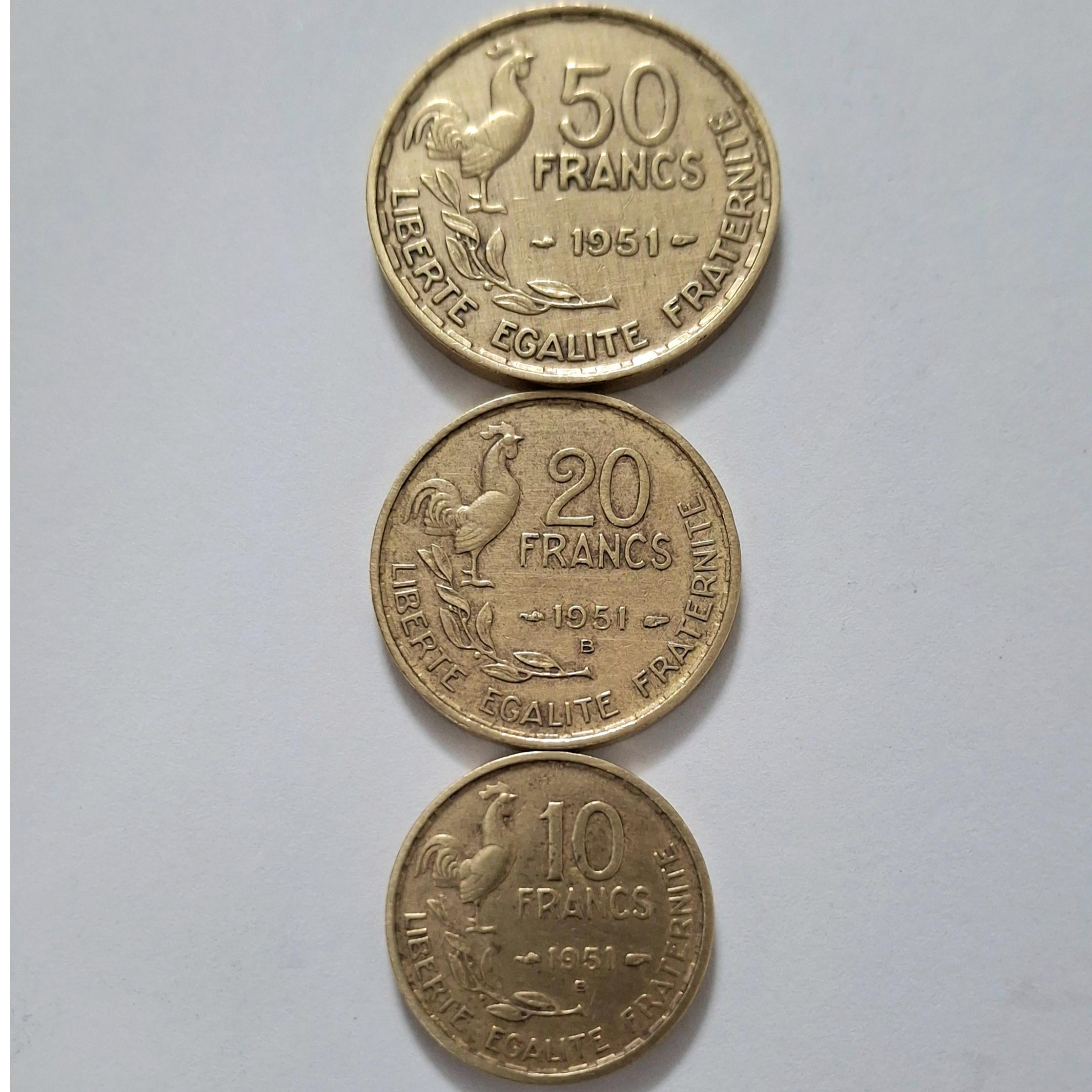 سری سکه های فرانسه نماد خروس تاریخ همسان 1951