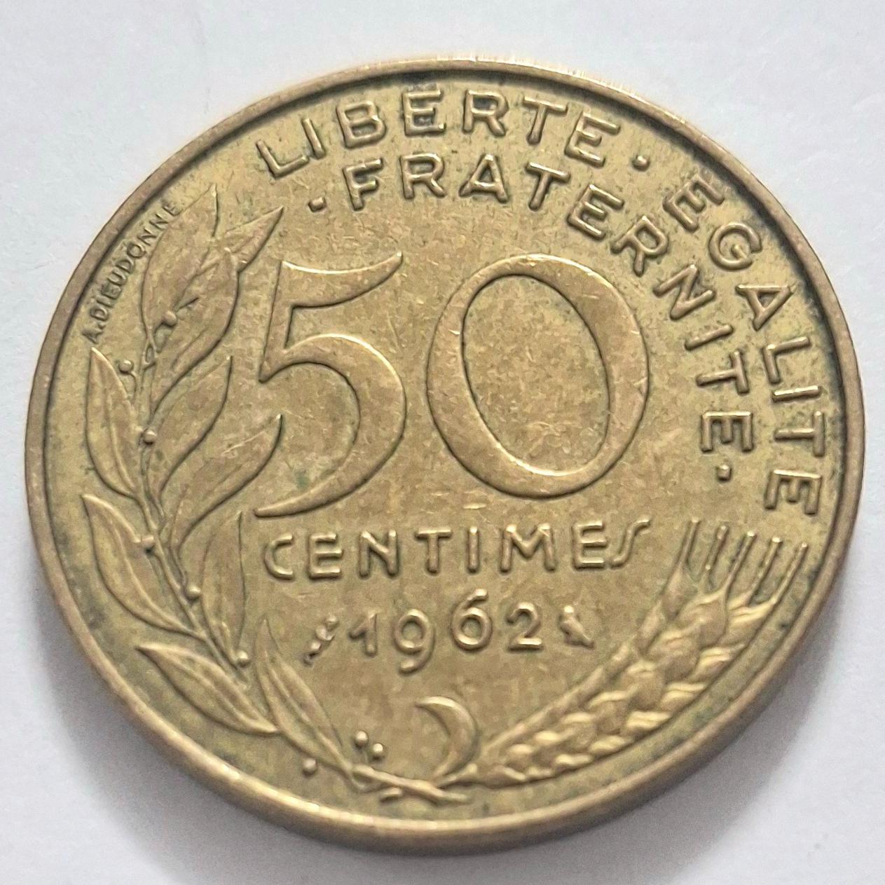 سکه 50 سنتیم فرانسه کمیاب 1962