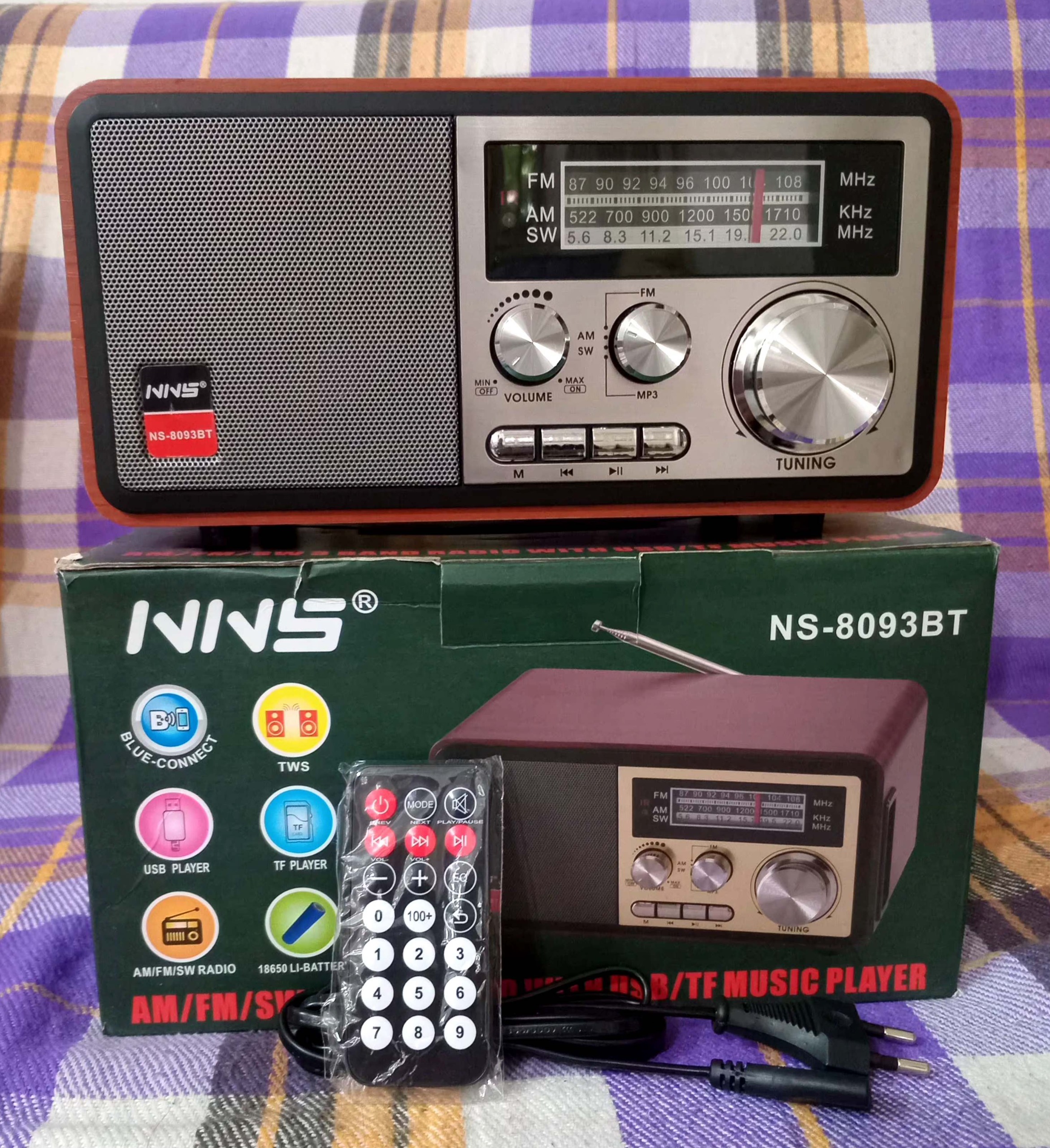 رادیو NNS-8093BT ( بلوتوث، فلش،رم ،کنترل دار )