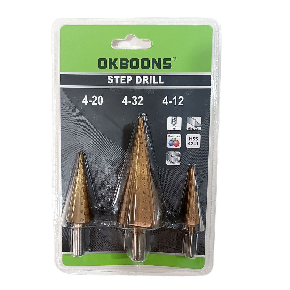 مته کاجی پله ای OKBOONS مجموعه ی 3 عددی