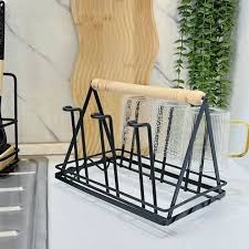  جا لیوانی رومیزی فلزی با دسته چوبی