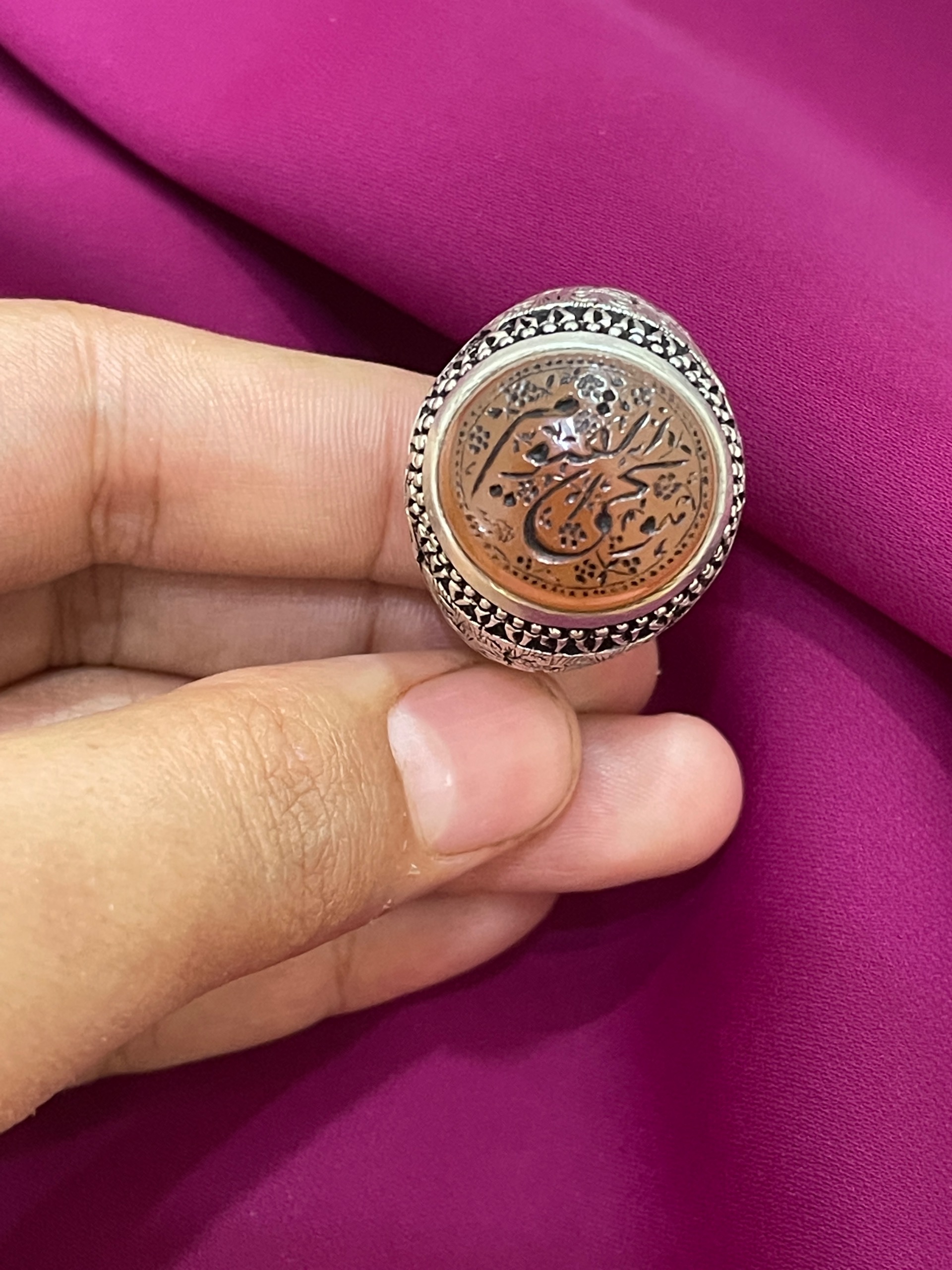 انگشتر عقیق قلم رکاب آزاده نقره قلم