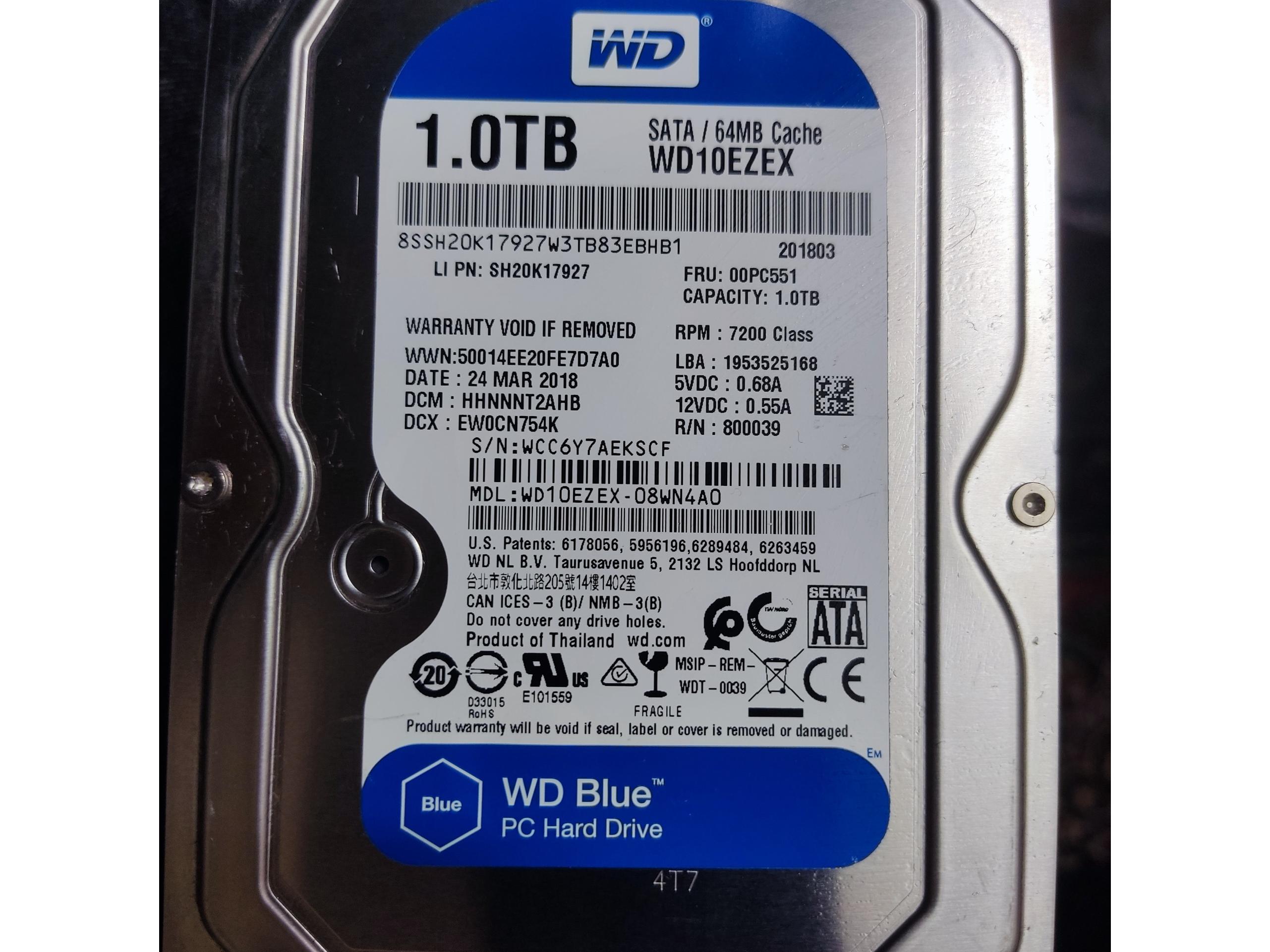HDD MODEL WD 1.TBتمیز و سالم سلامت 100 درصد