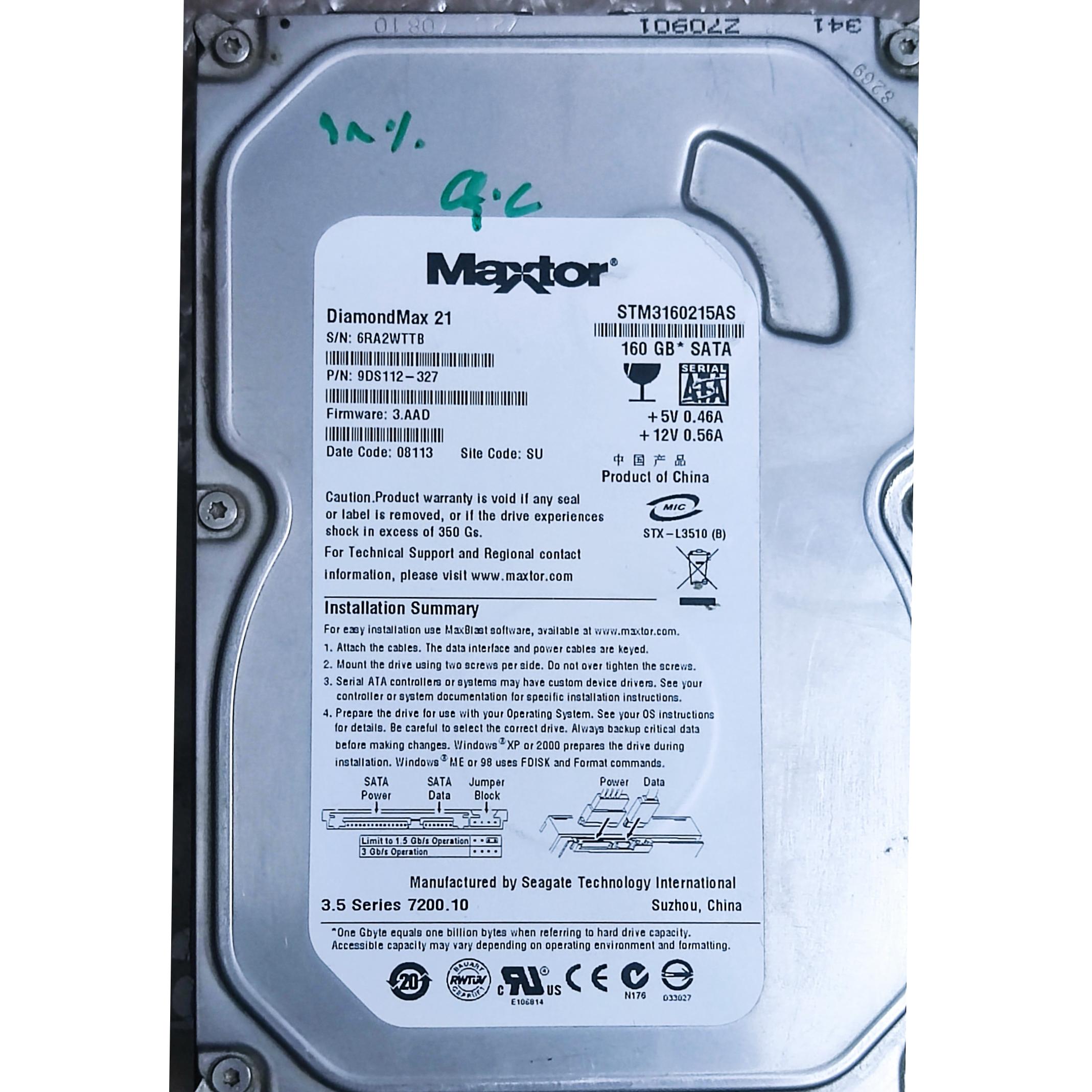 HDD MODEL MAXTOR 160GBSATA سلامت 98 درصد