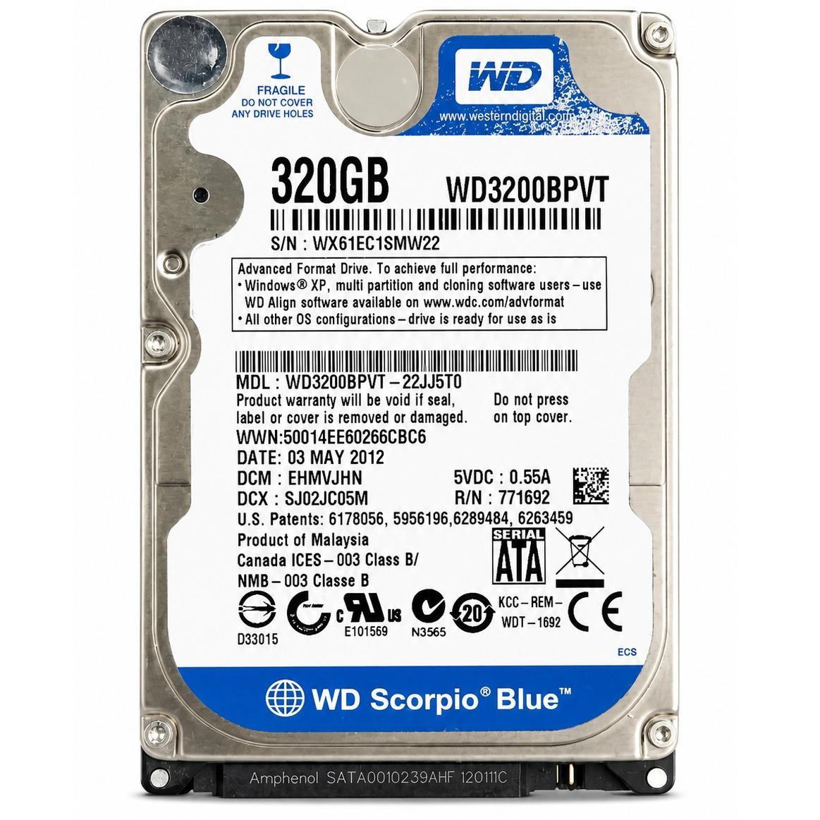 HDD MODEL WD 320GB لپ تاپ سلامت85 درصد