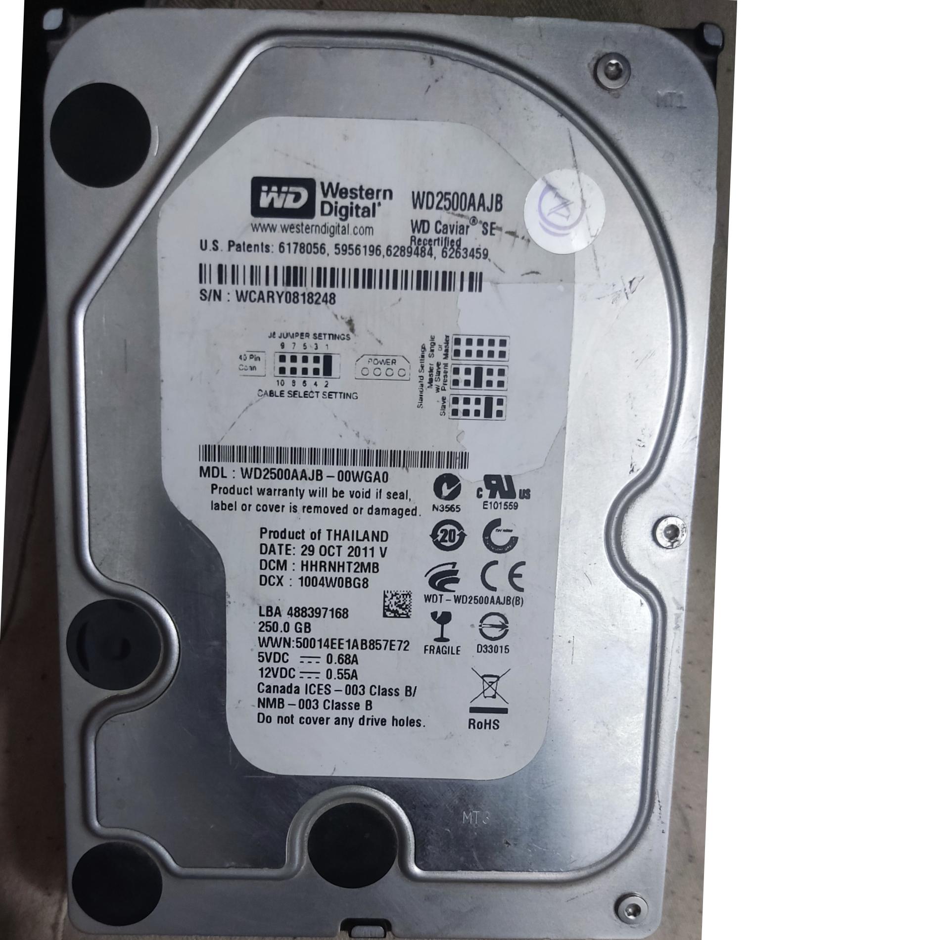 HDD MODEL WD 250GB/IDE سلامت 100 درصد