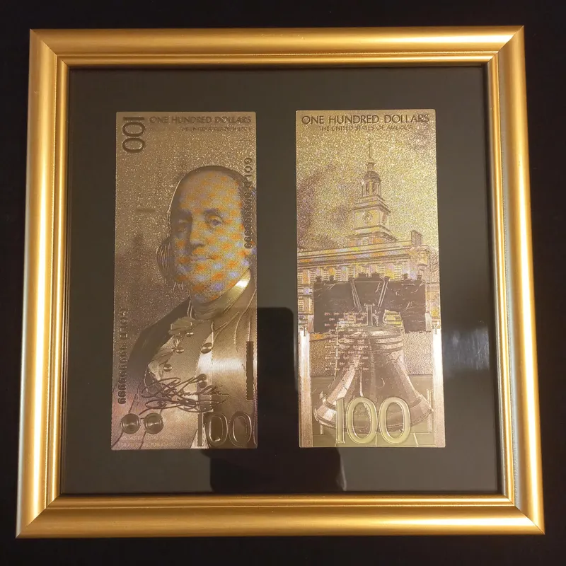 تابلو 100 دلاری روکش آب طلا