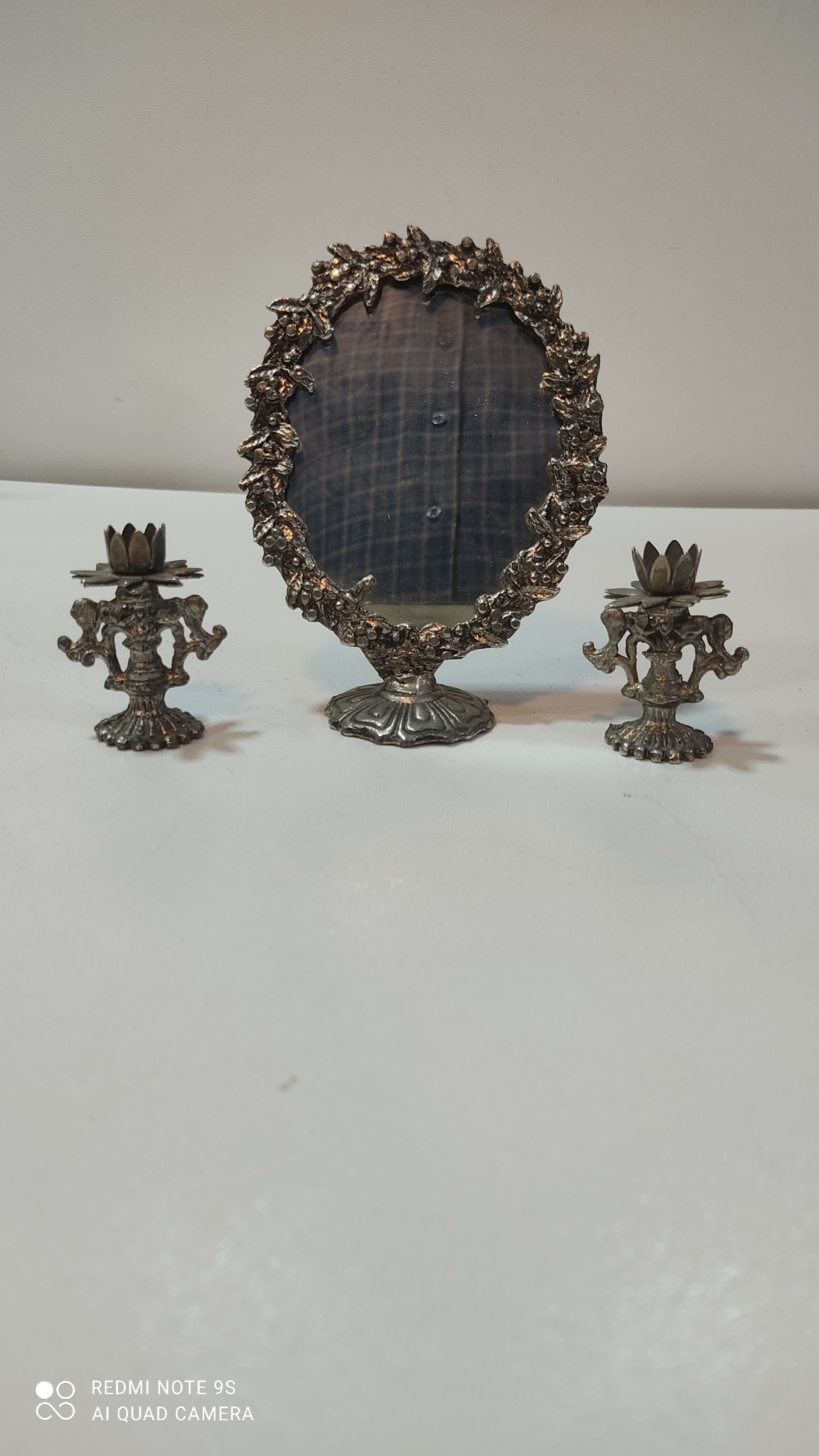 آینه شمعدان قدیمی قلع و سرب