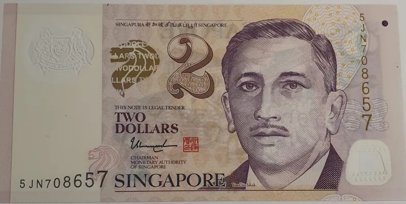 اسکناس کلکسیونی کمیاب پلیمری 2 دلار سنگاپور