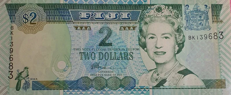 اسکناس کلکسیونی کمیاب 2 دلار 2002 فیجی