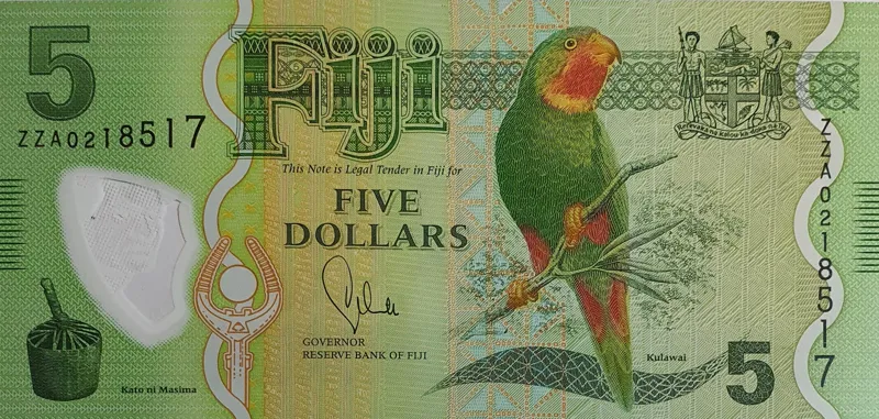 اسکناس کلکسیونی پلیمر 5 دلار فیجی