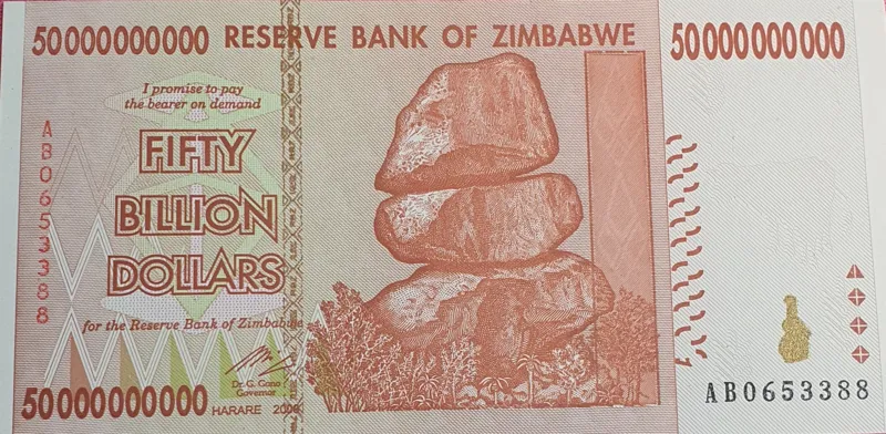 اسکناس کلکسیونی 50 میلیارد 2008 زیمبابوه
