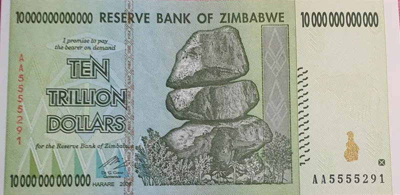 اسکناس کلکسیونی 10 تریلیون دلار 2008 زیمبابوه