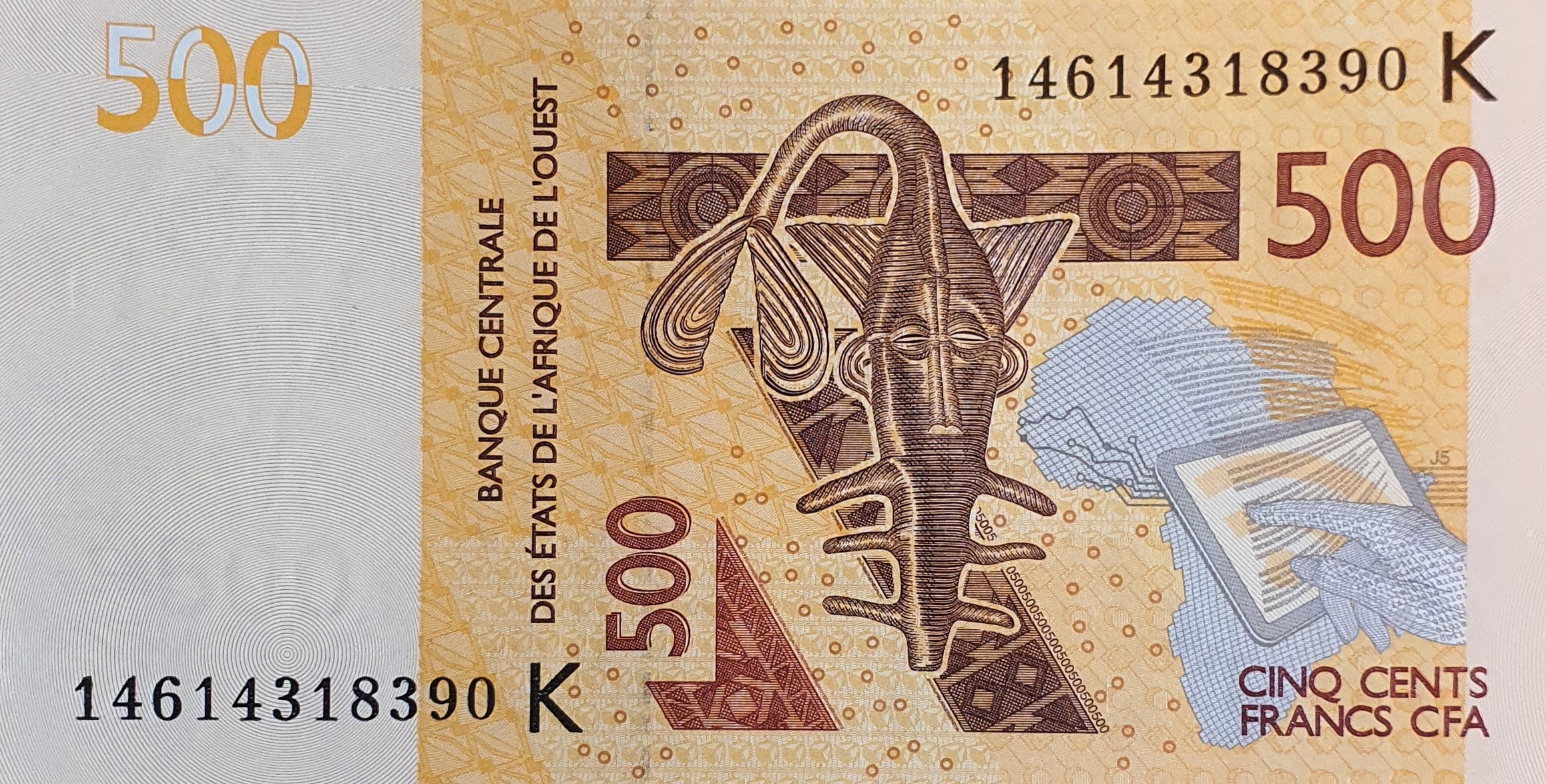 اسکناس کمیاب 500 فرانک 2012 سی اف ای غرب آفریقا