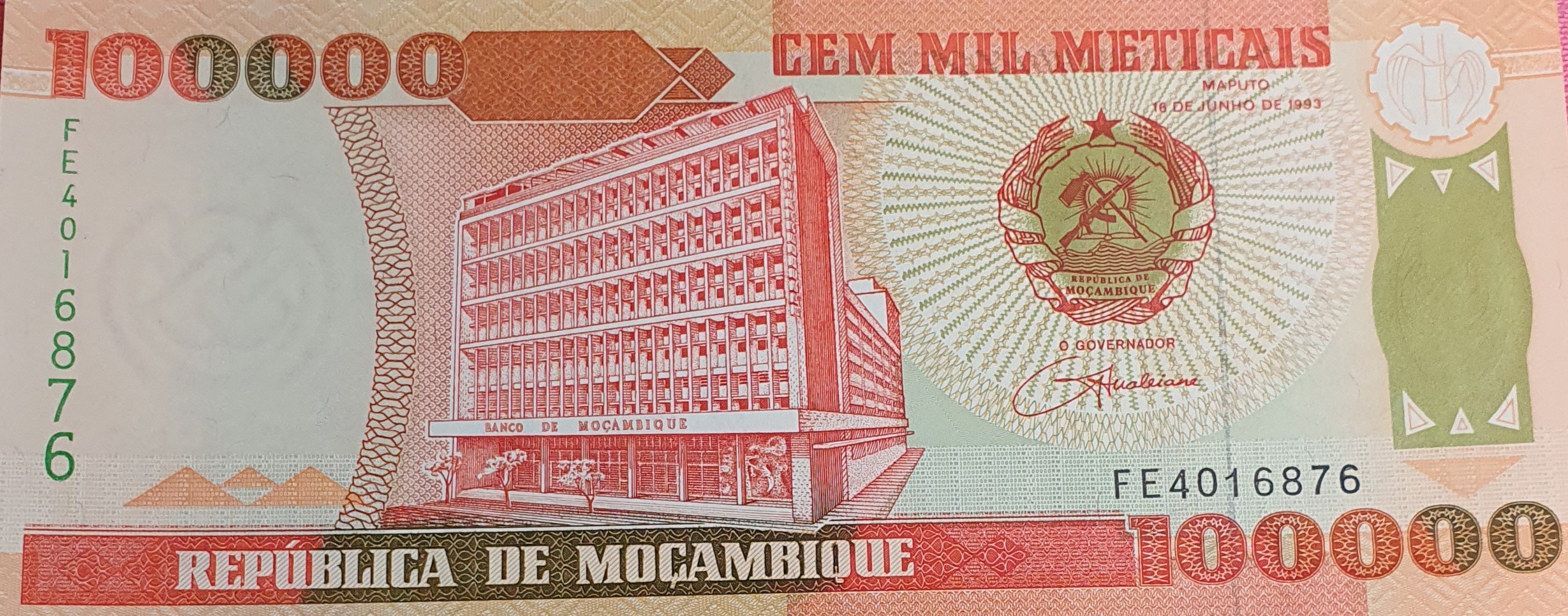 اسکناس 100٬000 متیکال 1993 موزامبیک