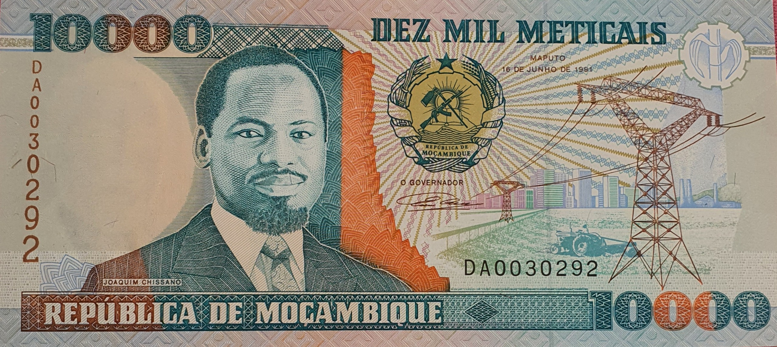 اسکناس کمیاب 10000 متیکا 1991 موزامبیک