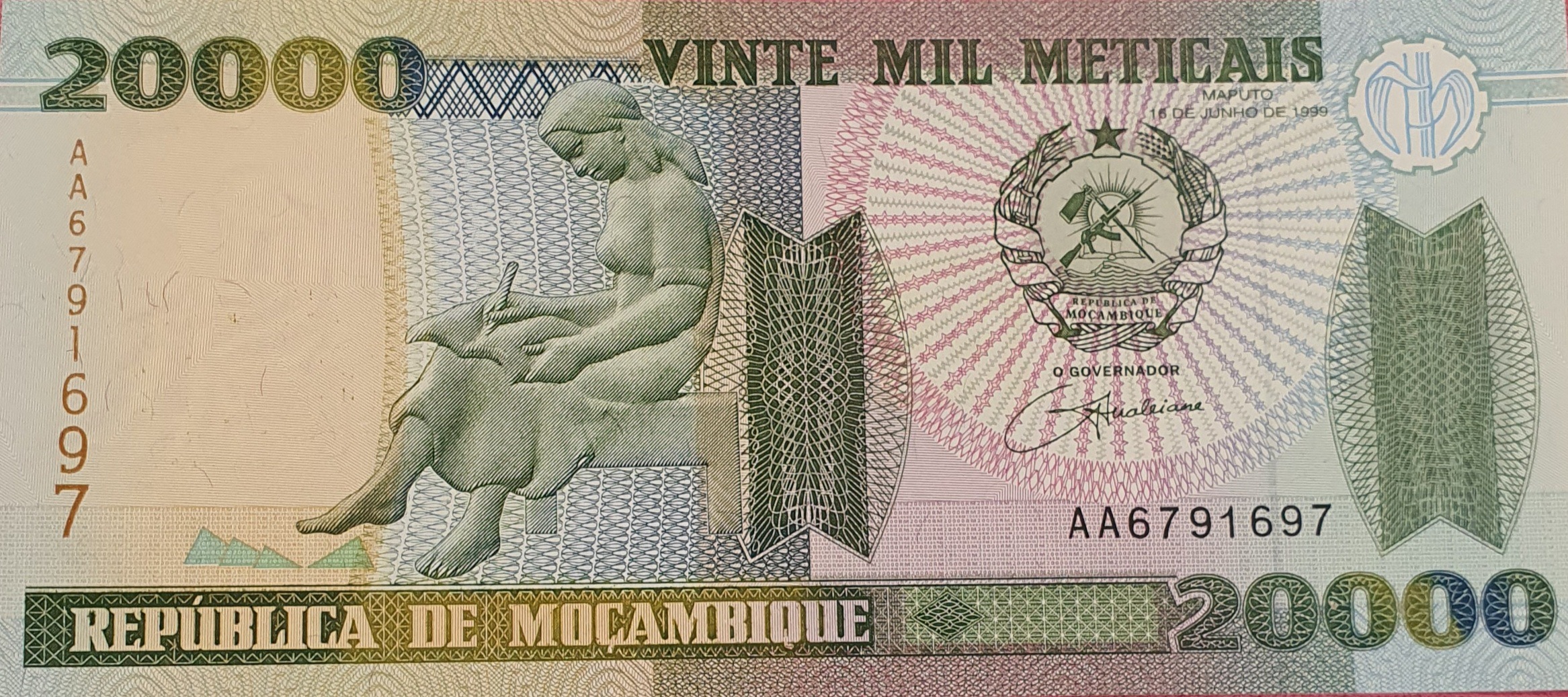 اسکناس کمیاب 20000 متیکا 1999 موزامبیک