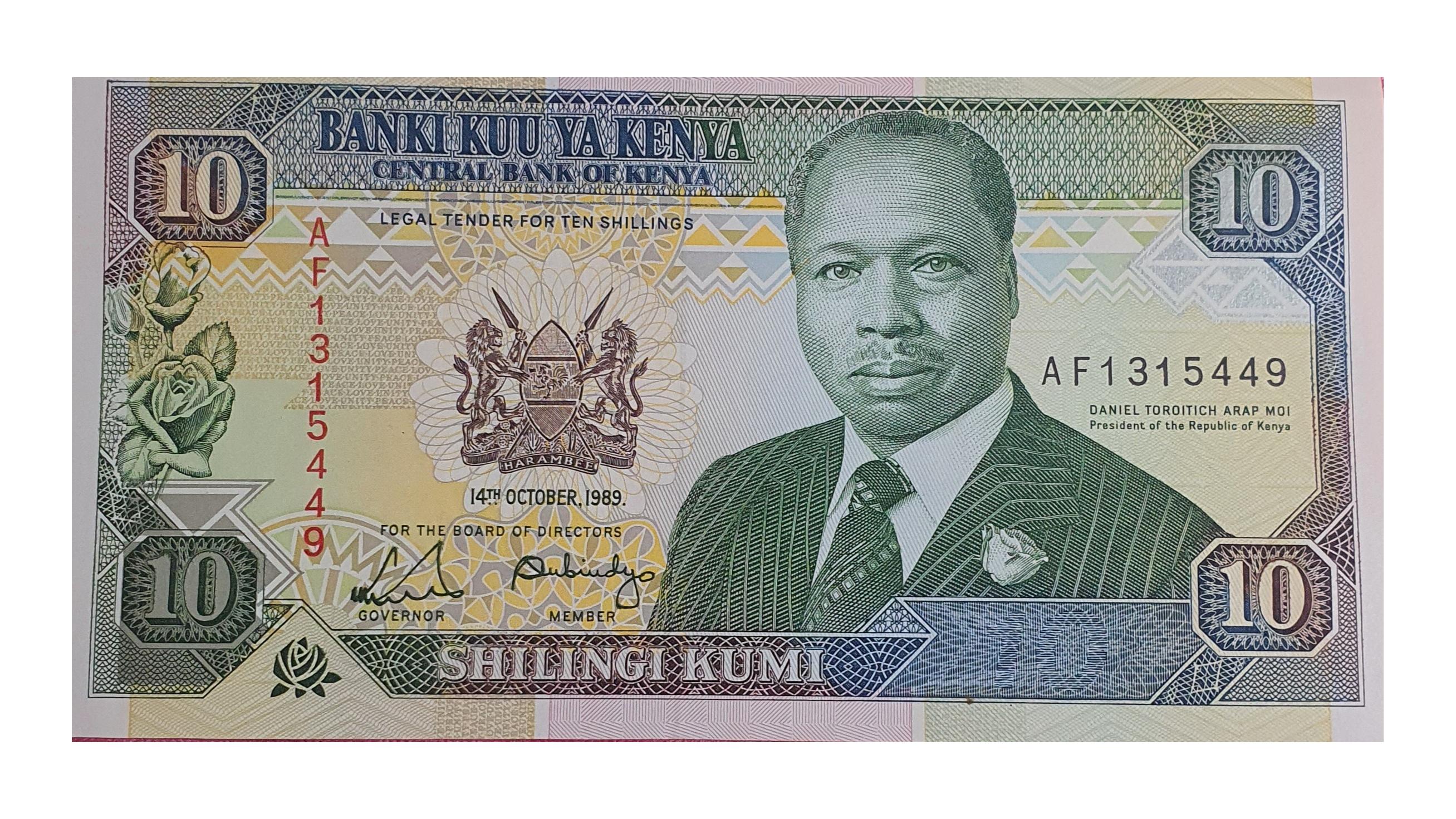 اسکناس 10 شیلینگ 1989 کنیا