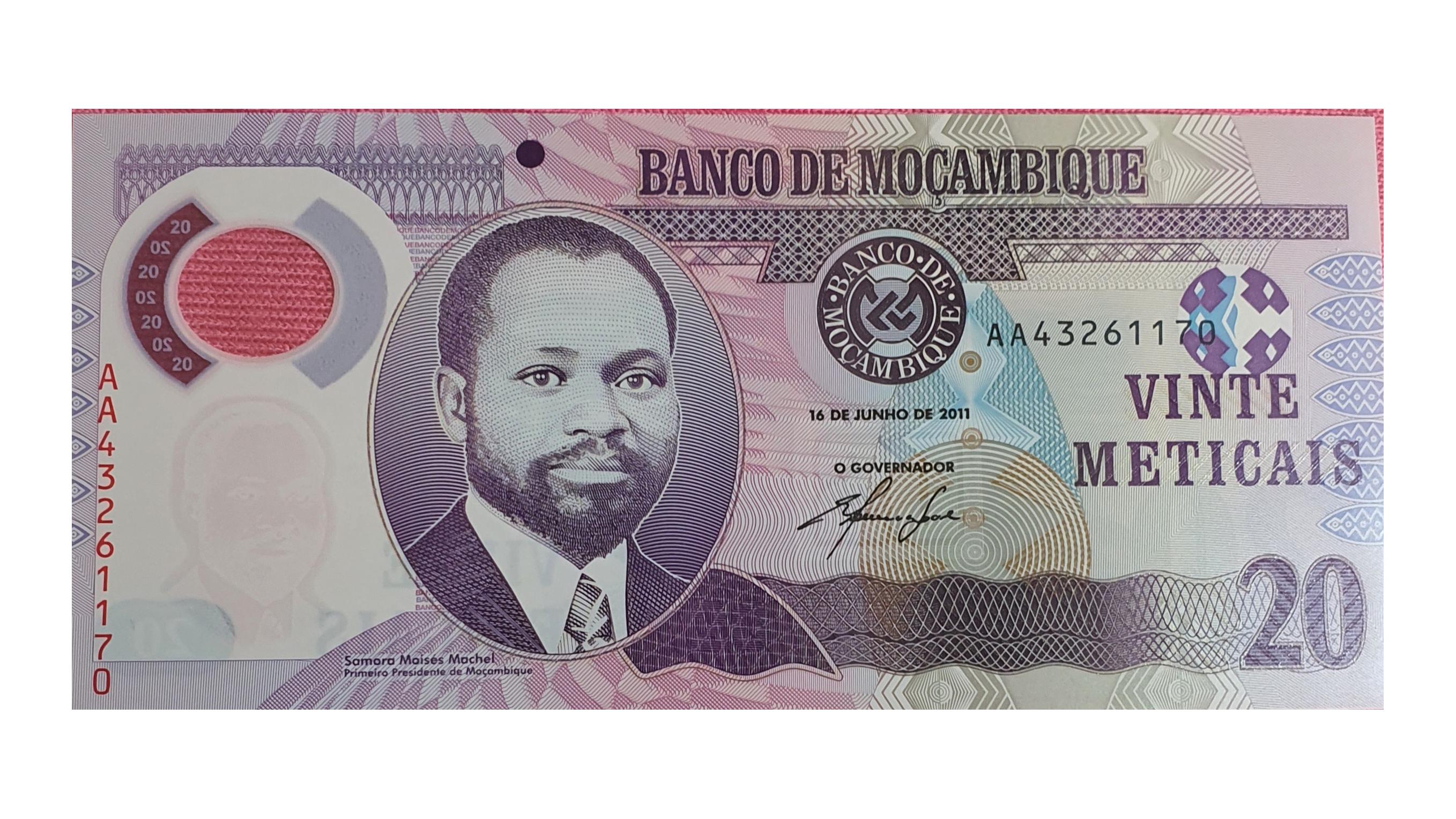 اسکناس پلیمر 20 متیکال 2011 موزامبیک