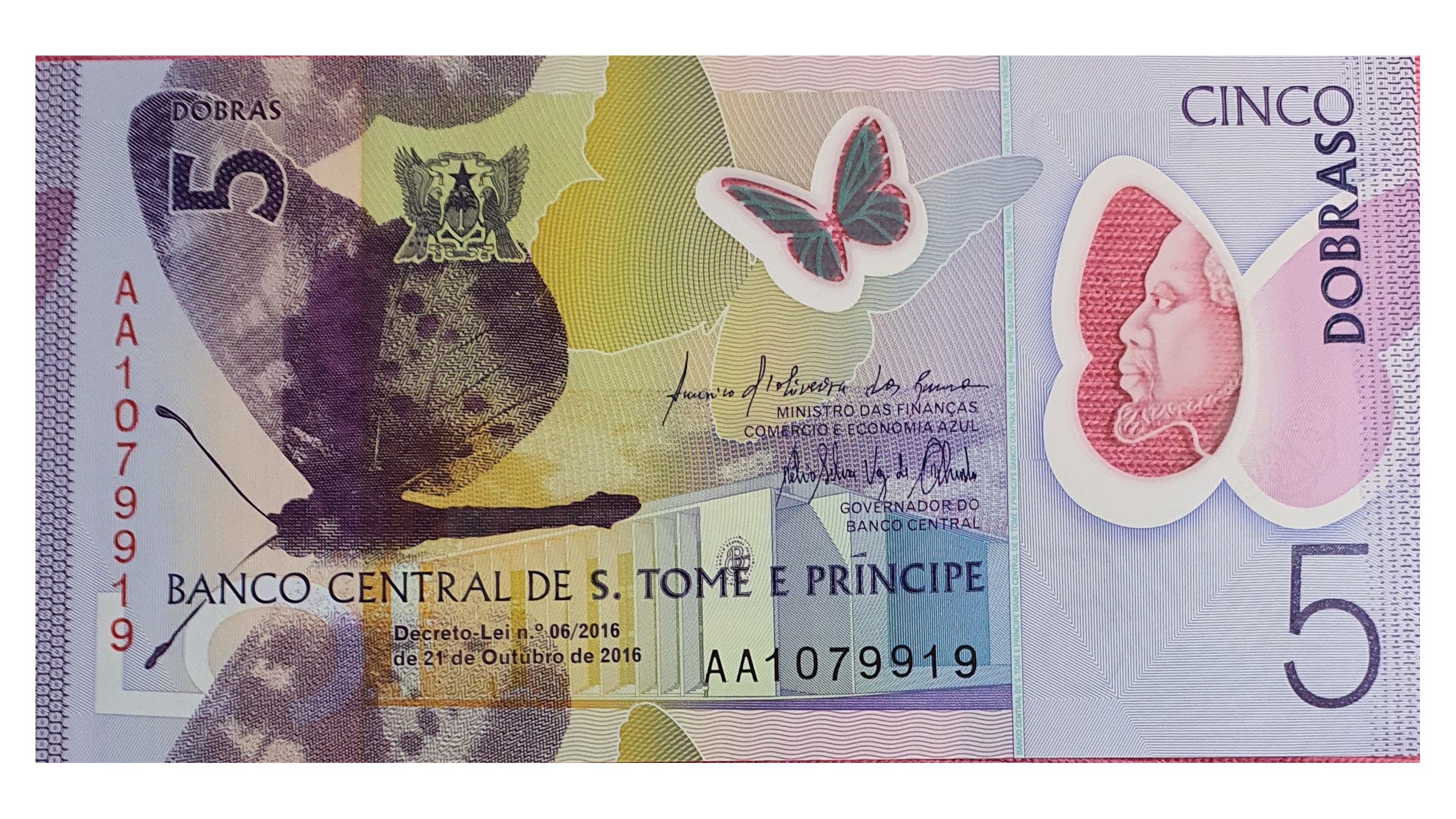 اسکناس  پلیمر 5 دوبرا 2016 سائو تومه و پرنسیپ