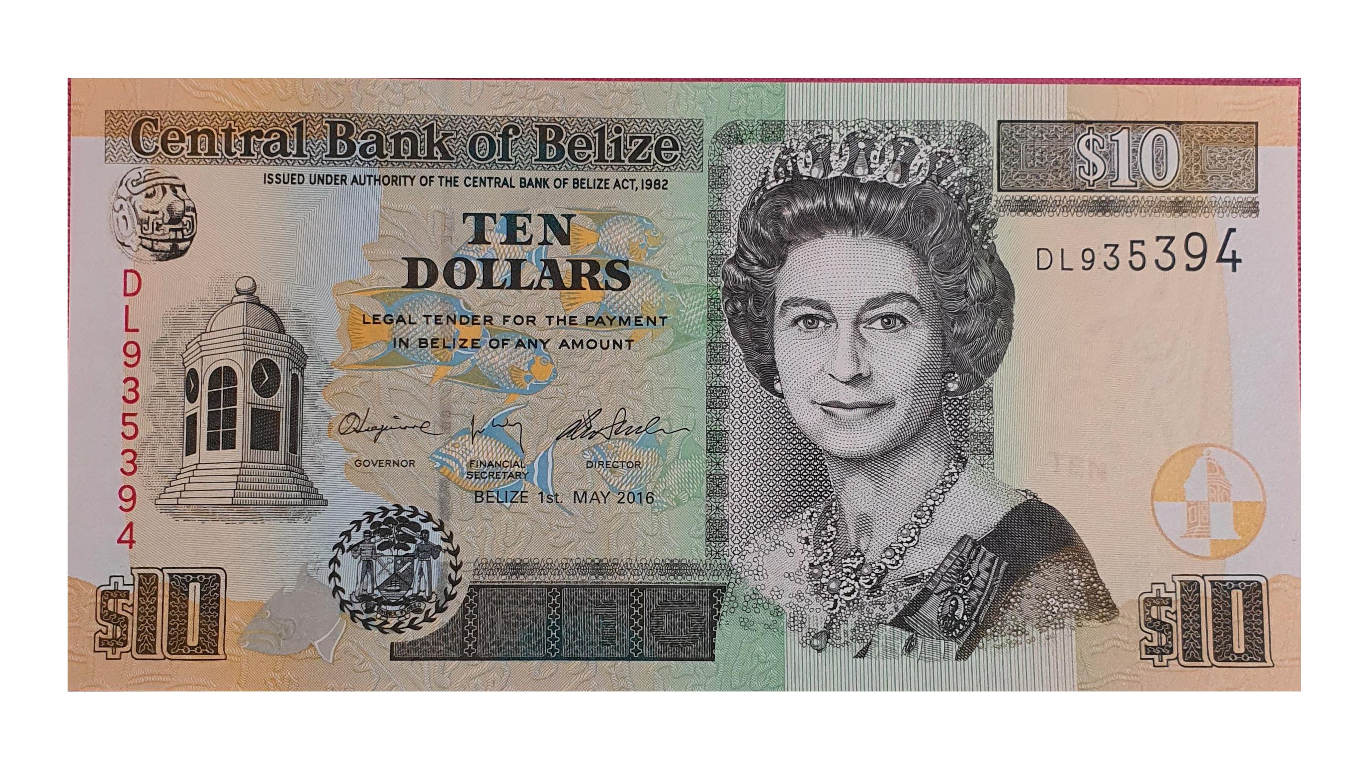 اسکناس 10 دلار 2016 الیزابت دوم بلیز