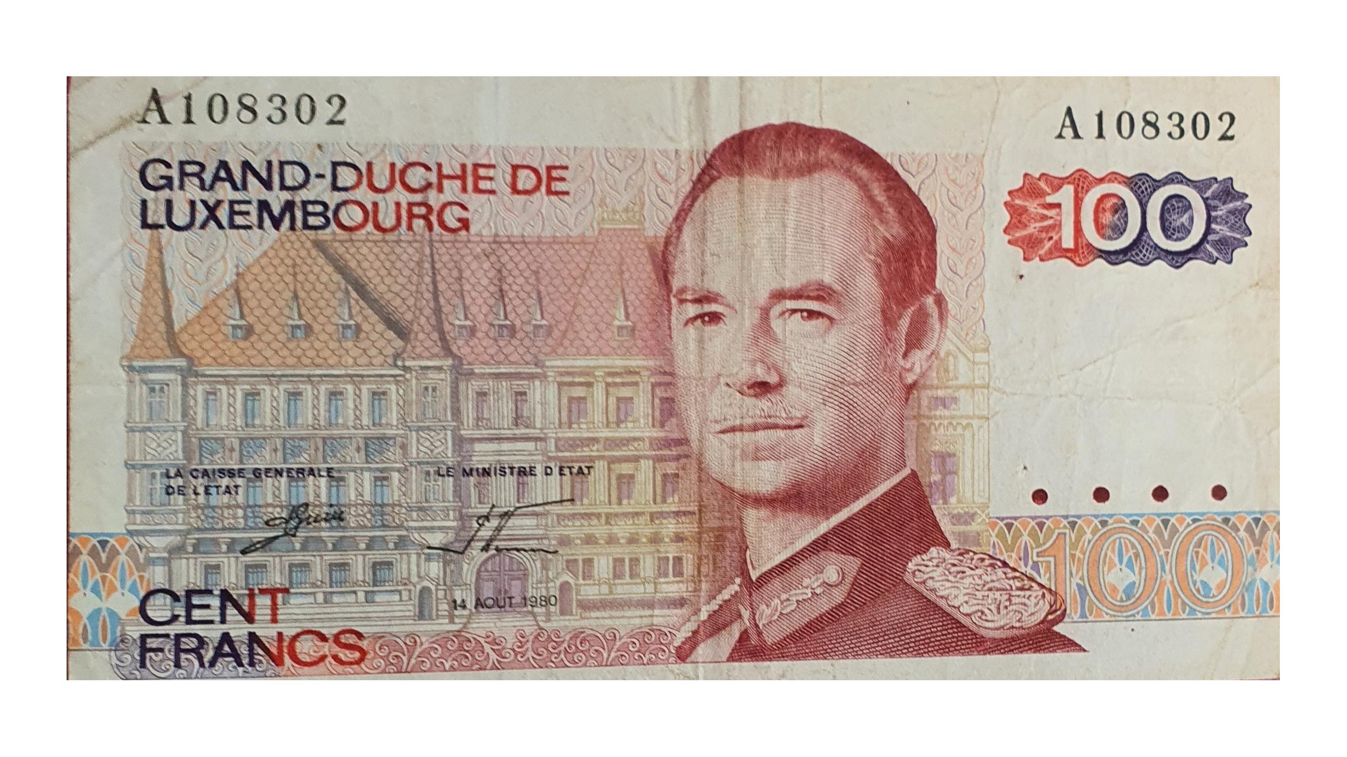 اسکناس نایاب 100 فرانک 1980 لوکزامبورگ