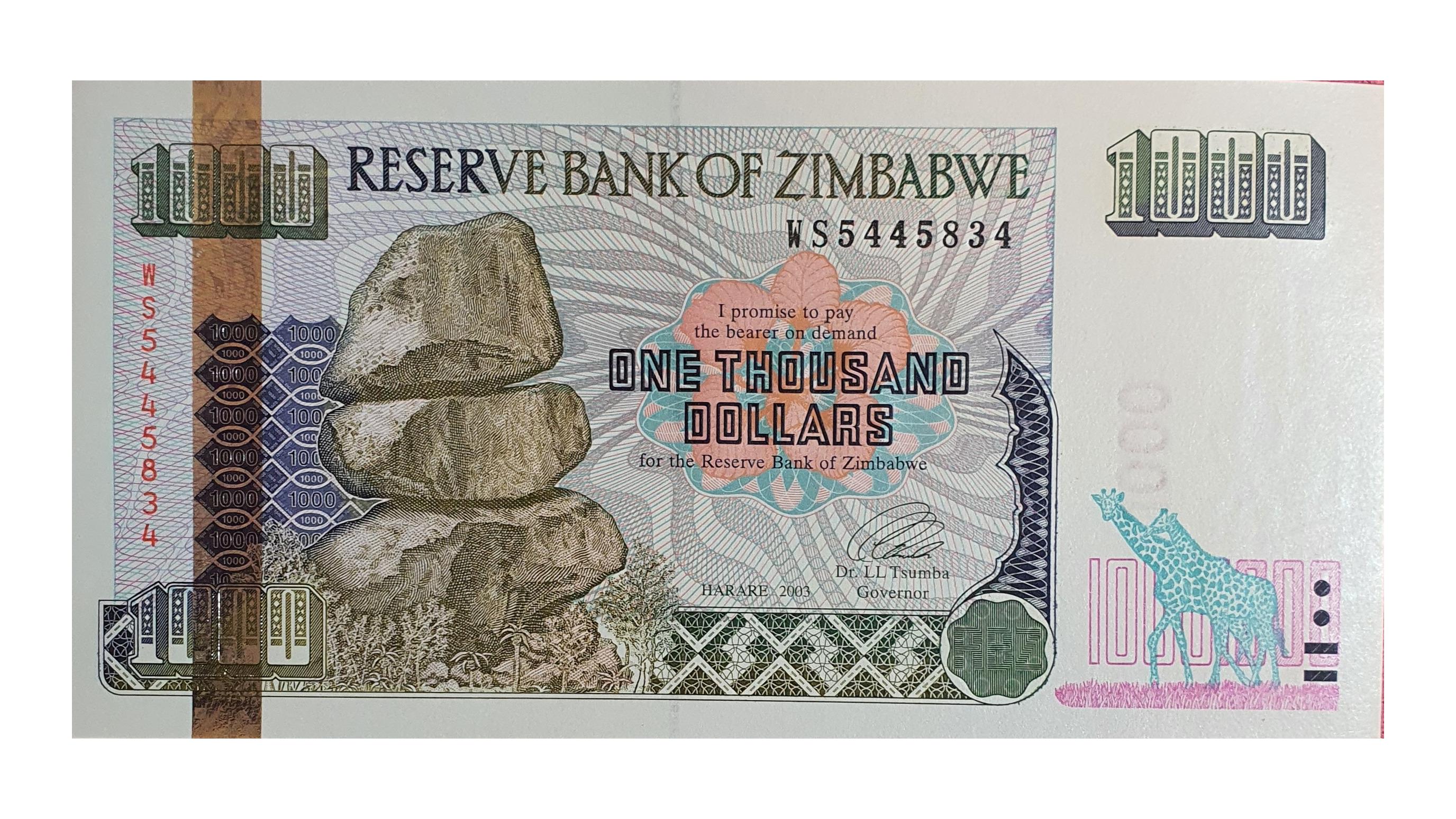 اسکناس 1000 دلار 2003 زیمبابوه