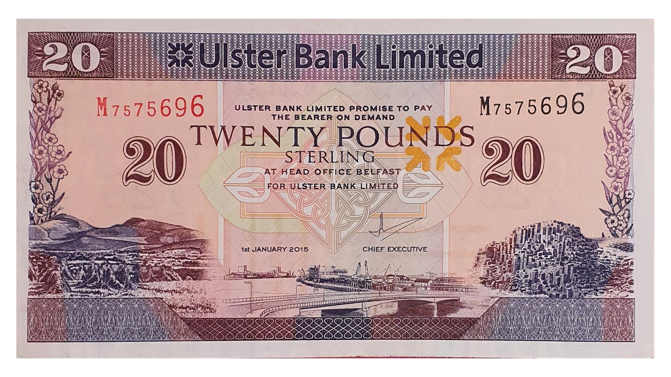اسکناس 20 پوند استرلینگ 2015 اولستر بانک ایرلند