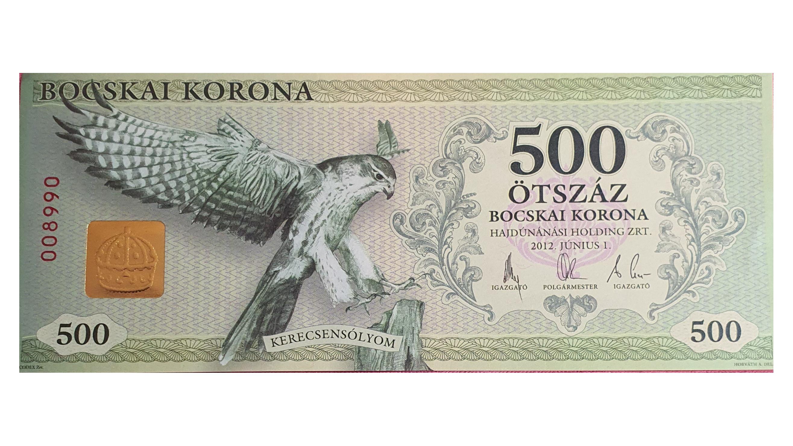 اسکناس محلی 500 بوچکای کرونا 2012 مجارستان