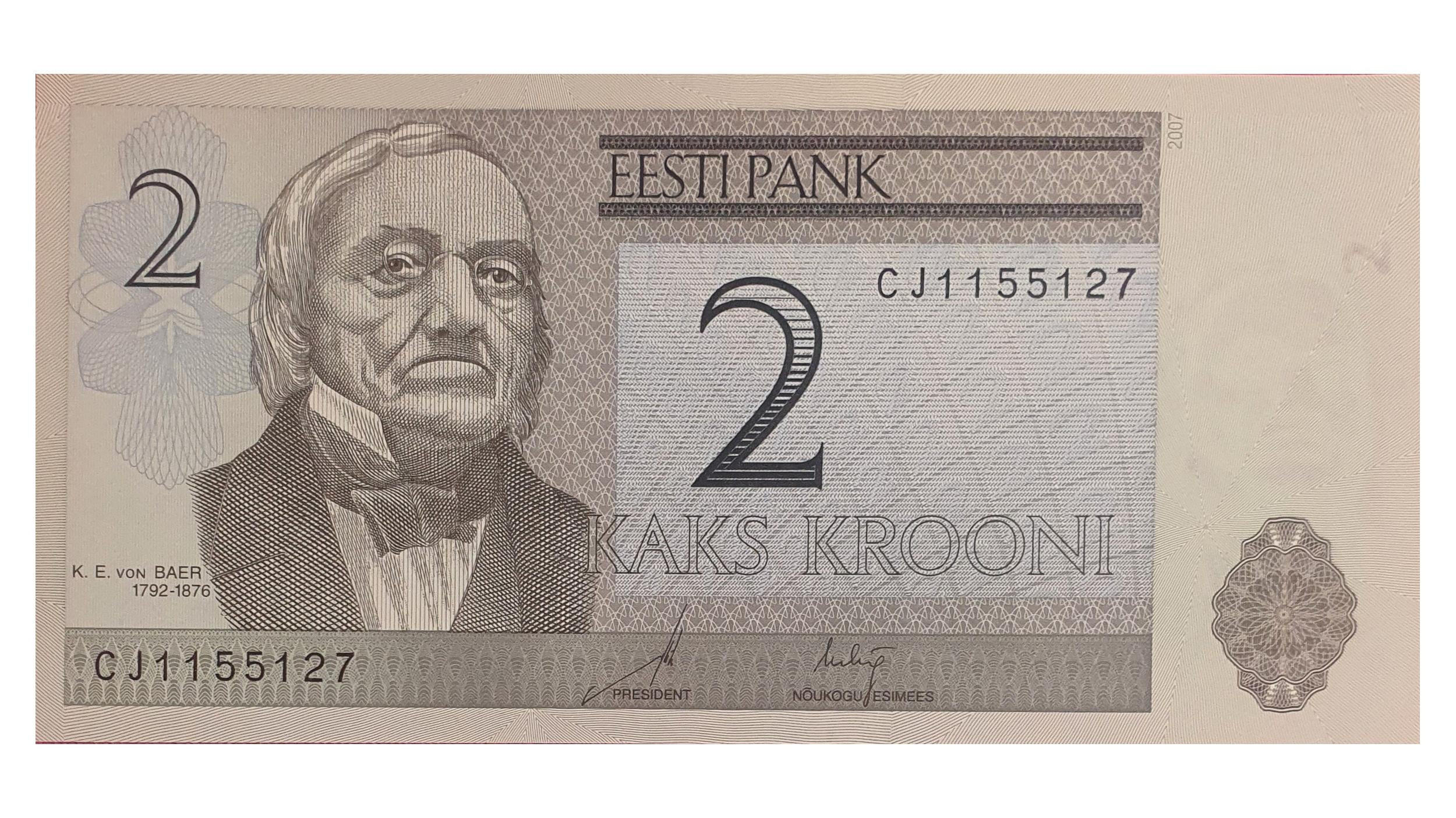 اسکناس هیبریدی 2 کرون 2007 استونی