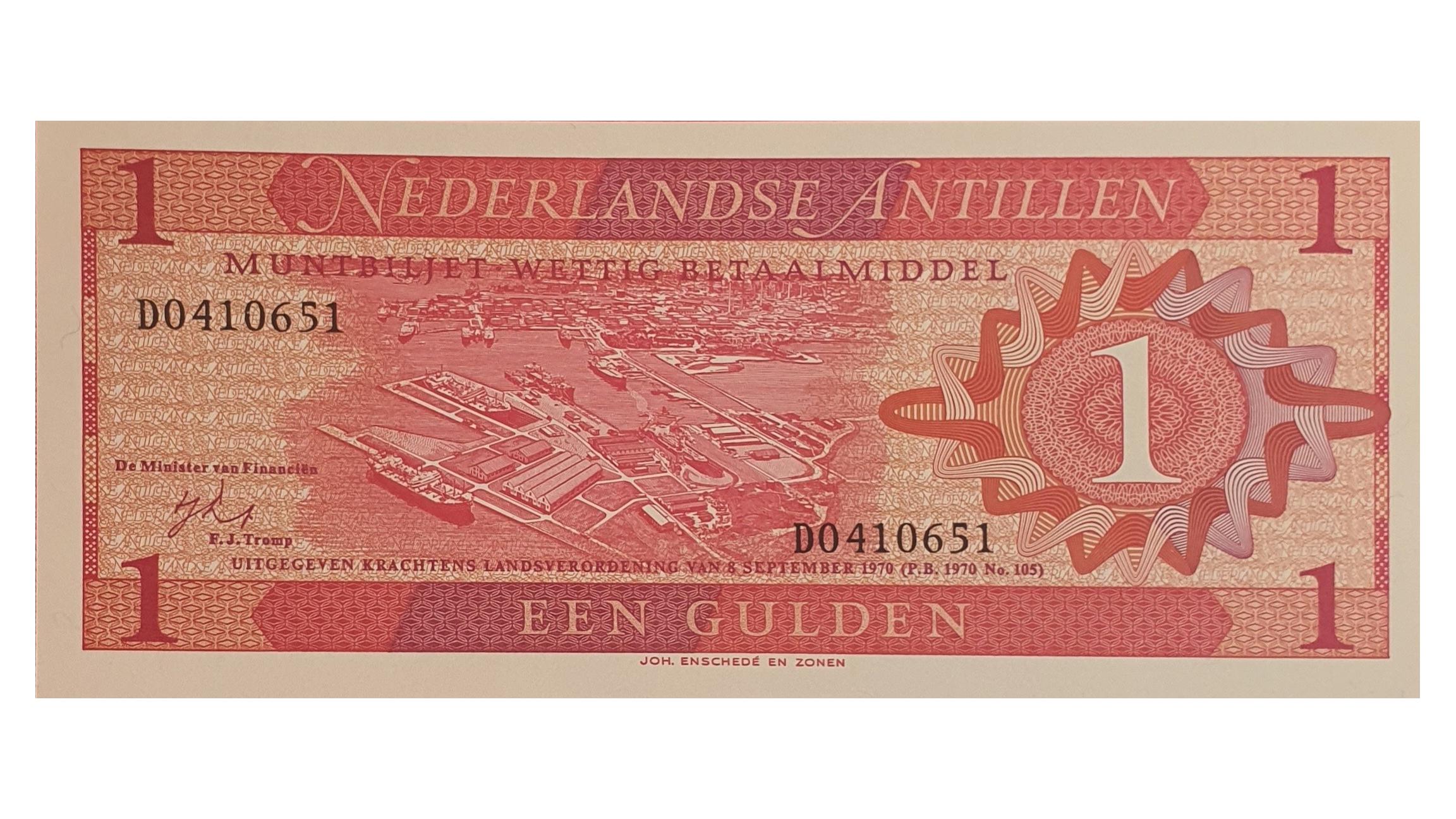 اسکناس یک گیلدر (گیلدن) 1970 آنتیل هلند ، جولیانا