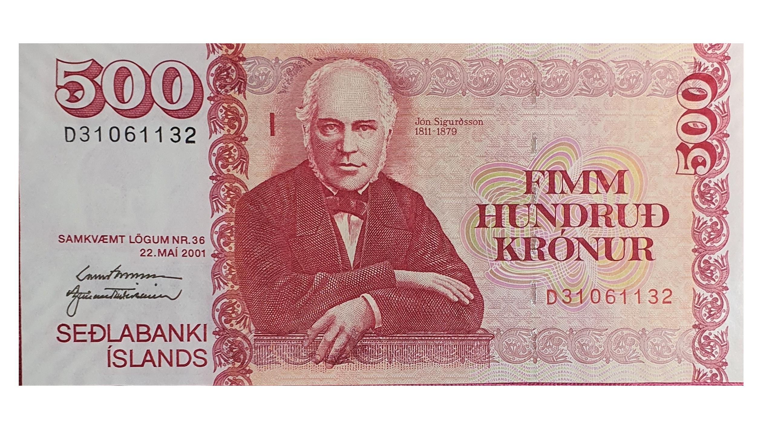 اسکناس 500 کرونا 2001 جمهوری ایسلند